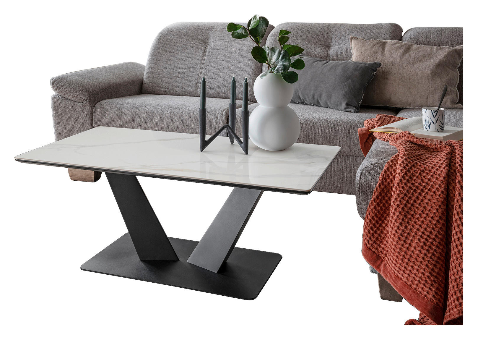 Couchtisch Amelie weiß Hochglanz B/H/T: ca. 110x42x60 cm Amelie - weiß (110,00/42,00/60,00cm)