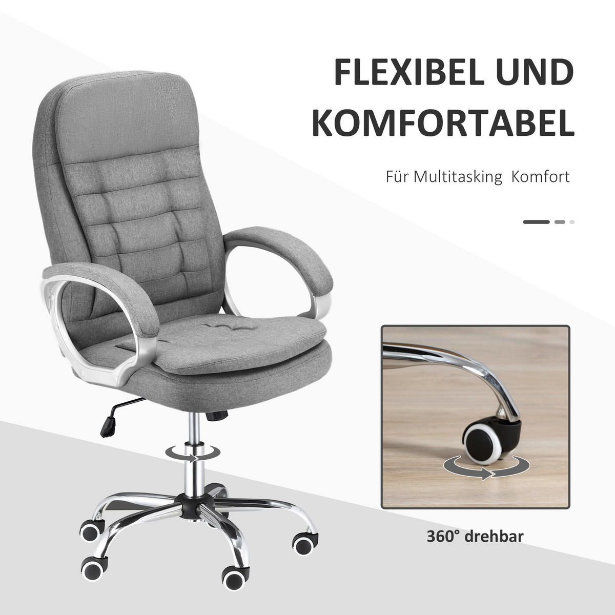 Drehstuhl 921-170GY grau 921-170GY - grau (75,00/111,00/64,00cm) - Vinsetto