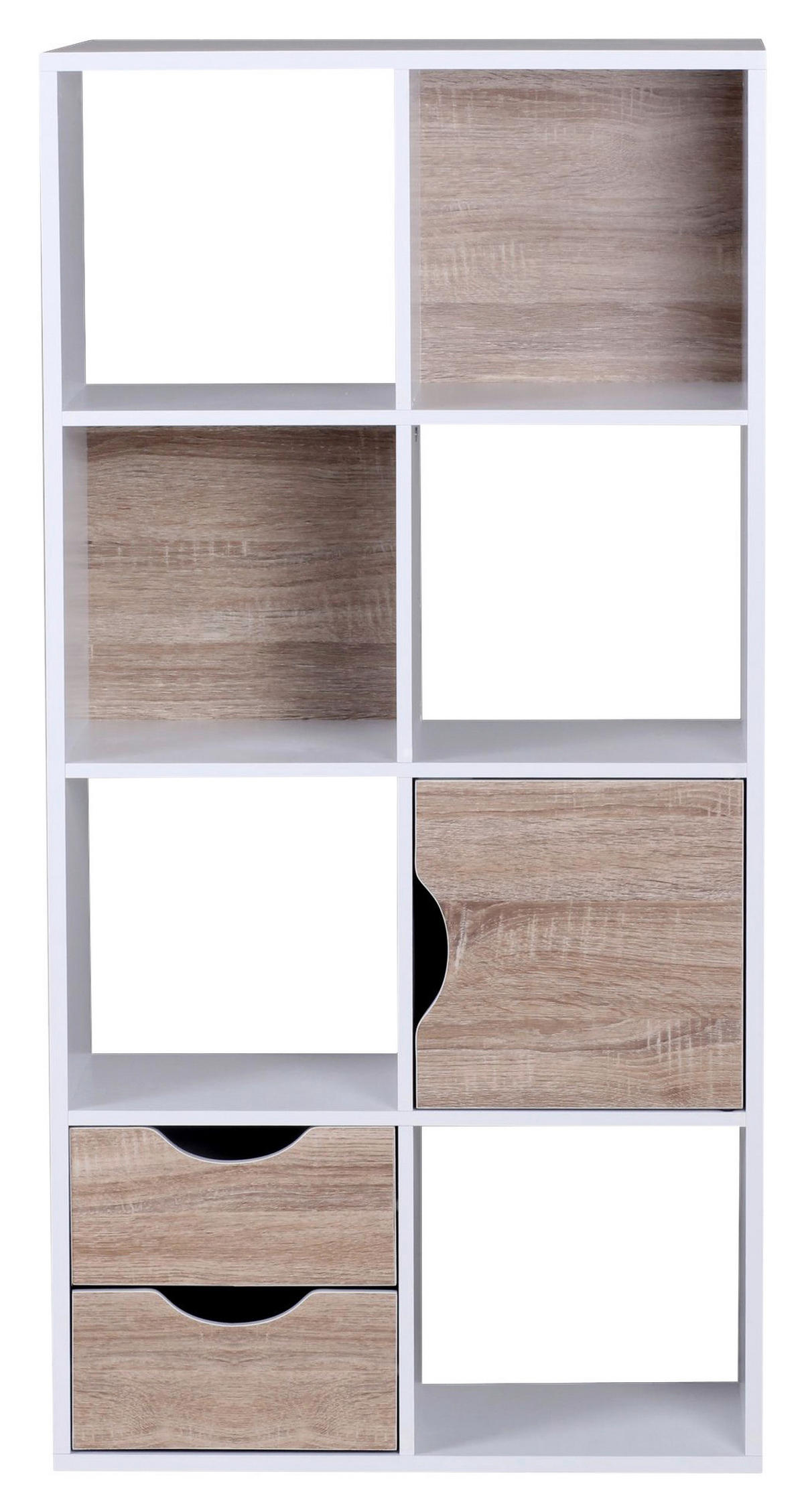 Regal Eiche Sonoma Nachbildung weiß lackiert B/H/T: ca. 60x120x29 cm Bücherregal - Eiche/weiß (60,00/120,00/29,00cm) - Wohnling