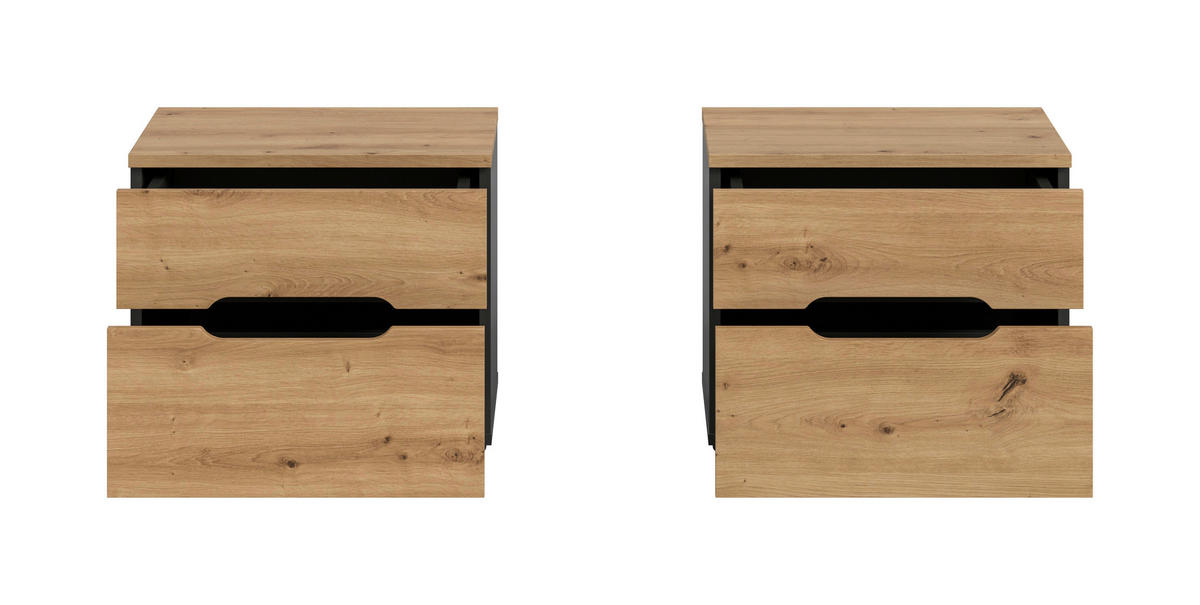 Nachtkonsolen CANU, 2er-Set basaltgrau Artisan Nachbildung B/H/T: ca. 50x42x37 cm CANU, 2er-Set - basaltgrau (50,00/42,00/37,00cm) - xonox.home