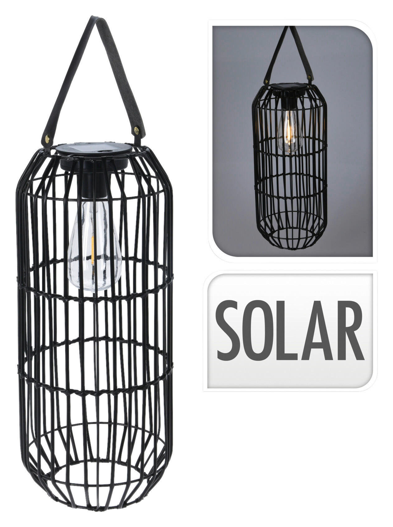 Solarlampe schwarz Metall B/H: ca. 17x38 cm Solarlampe - schwarz (17,00/38,00cm)