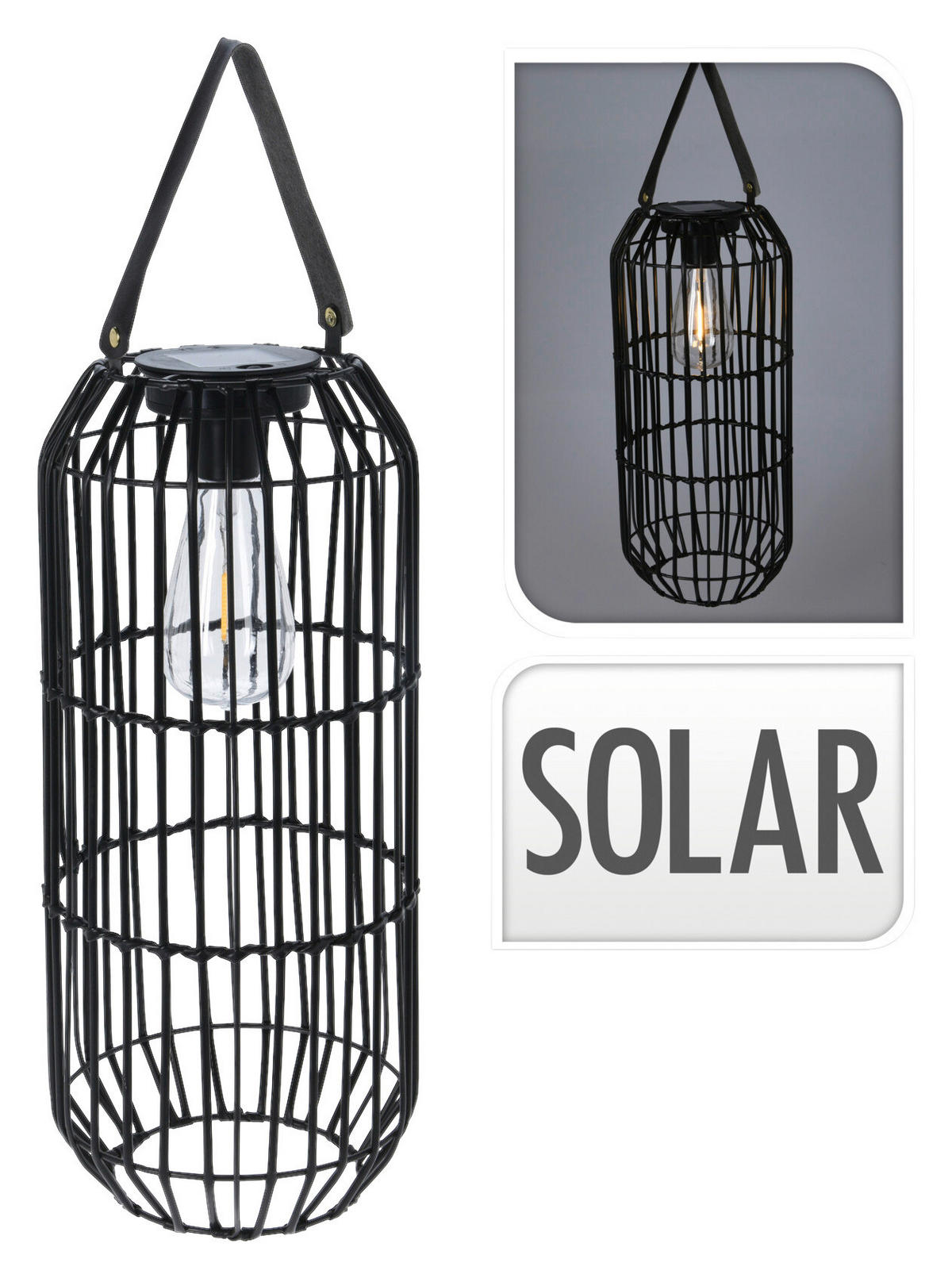 Solarlampe schwarz Metall B/H: ca. 17x38 cm Solarlampe - schwarz (17,00/38,00cm)