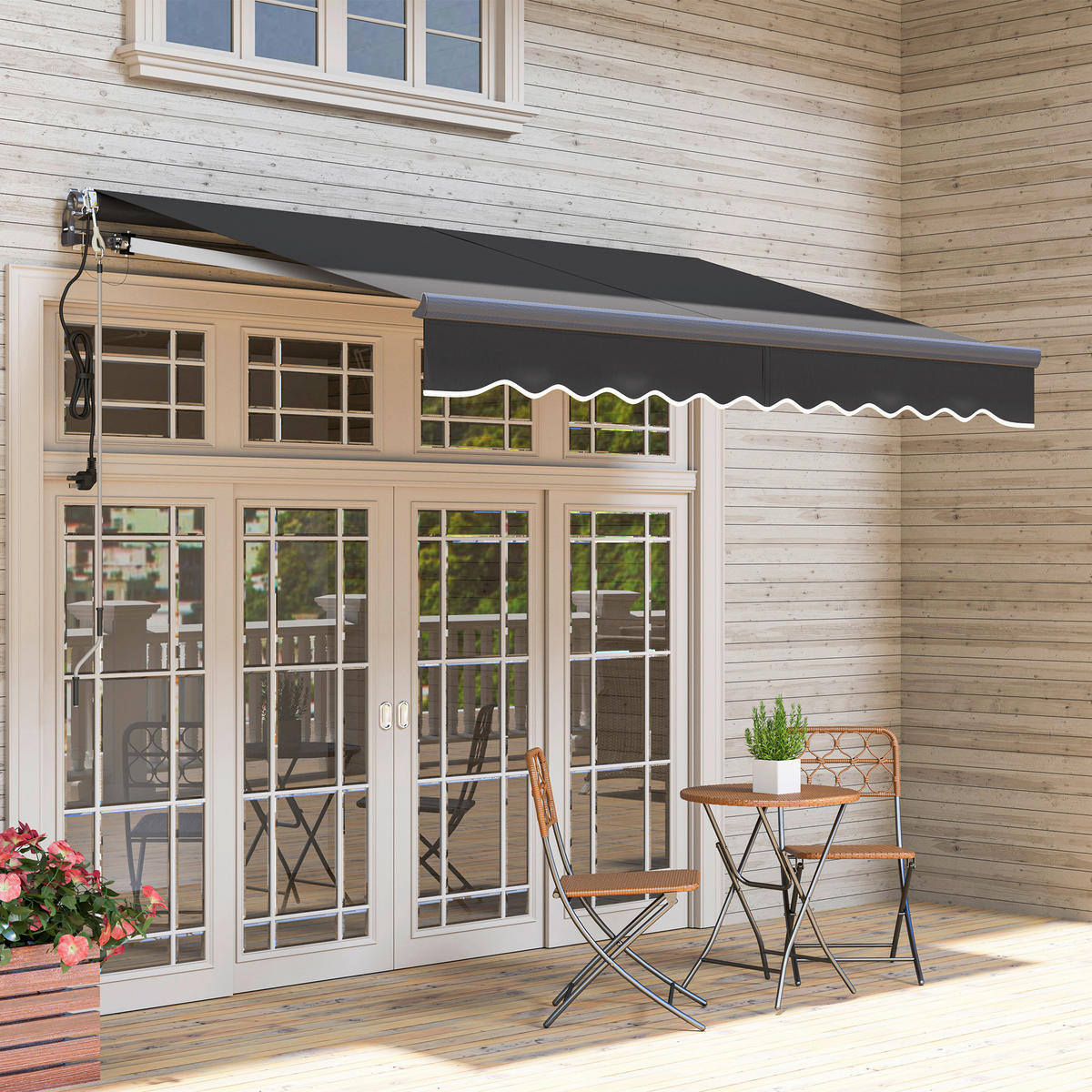 Outsunny Markise dunkelgrau B/H/L: ca. 250x150x296 cm Markise - dunkelgrau (296,00/250,00/150,00cm) - Outsunny