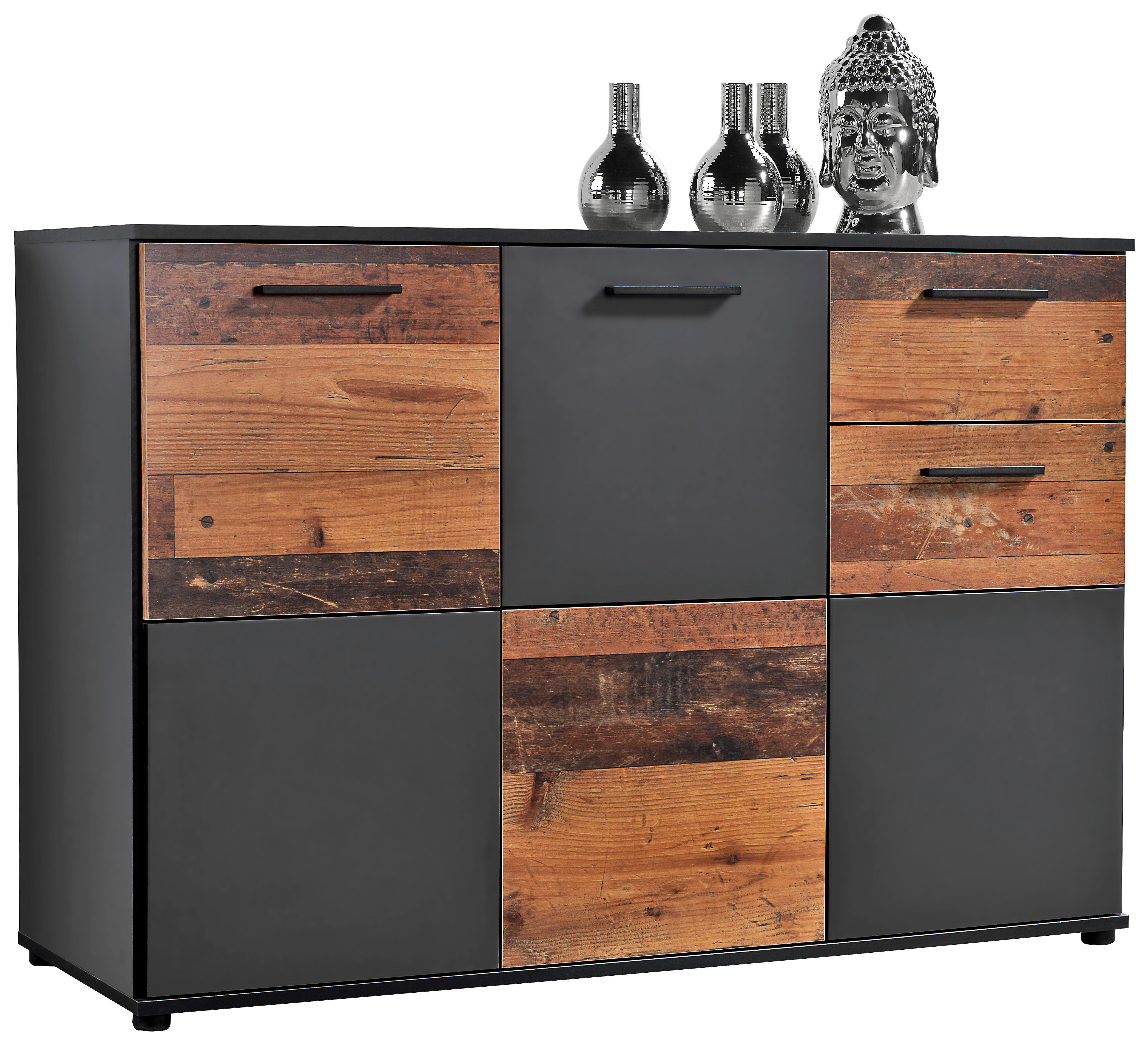 Kommode Zero anthrazit Old Wood Nachbildung B/H/T: ca. 117x82x39 cm Zero - anthrazit (117,00/82,00/39,00cm)