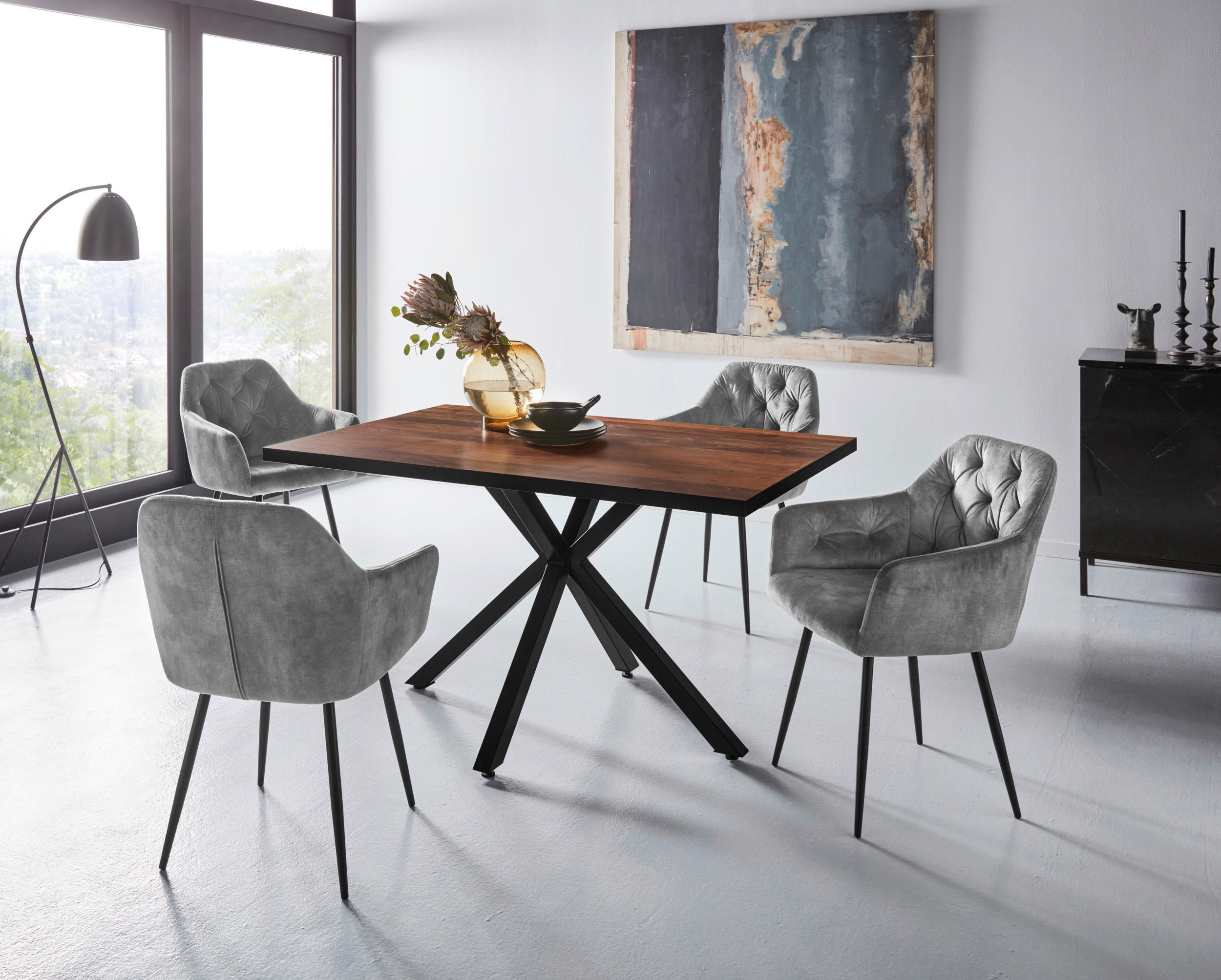 Essgruppe Cleo I grau Holzwerkstoff B/H/T: ca. 140x76x90 cm Cleo I - grau (140,00/76,00/90,00cm) - Hela