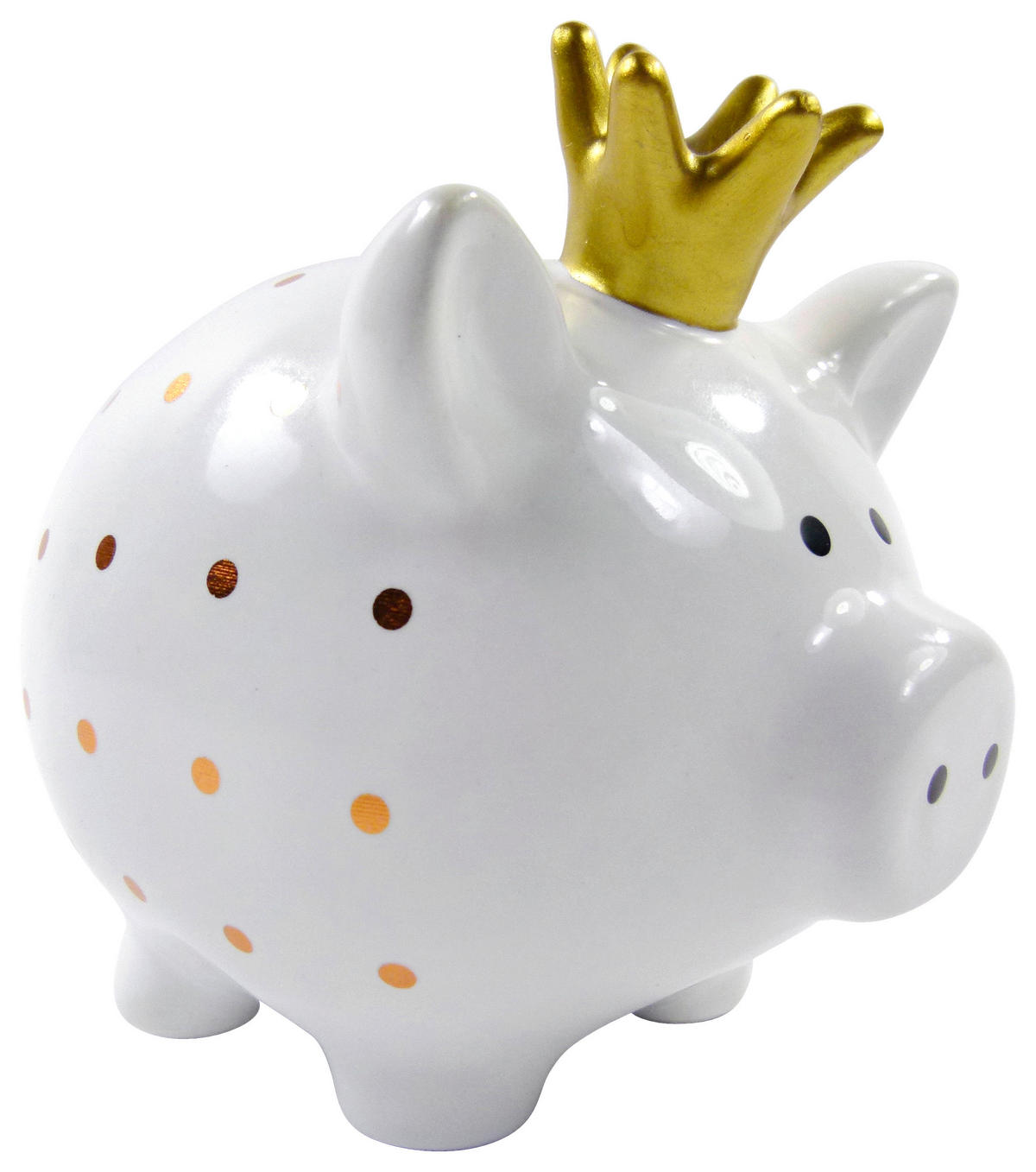 Glas-Art Deko-Figur weiß Keramik Spardose_Crown - gold/weiß - Glas-Art