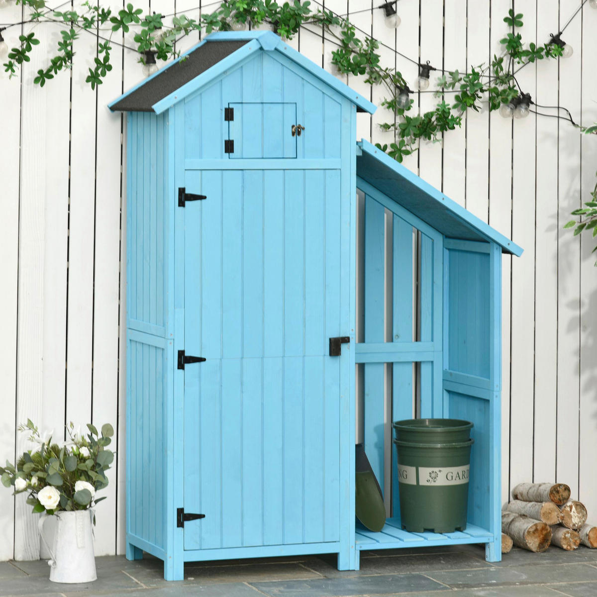Outsunny Gartenhaus blau B/H/L: ca. 130x180x54,5 cm Gartenhaus - blau (54,50/130,00/180,00cm) - Outsunny