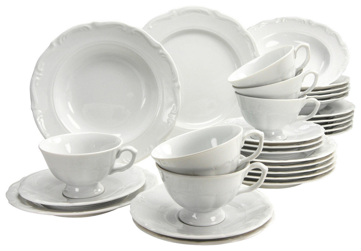 CreaTable Kombiservice Maria Theresia weiß Porzellan 30 tlg. Maria Theresia - weiß - CreaTable