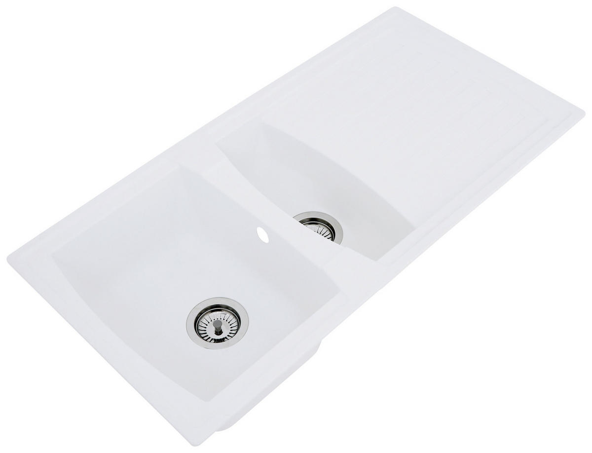 Respekta Einbauspüle Boston 100 x 50 W weiß Mineralite B/H/T: ca. 100x20x50 cm Boston 100 x 50 W - weiß (100,00/20,00/50,00cm) - Respekta