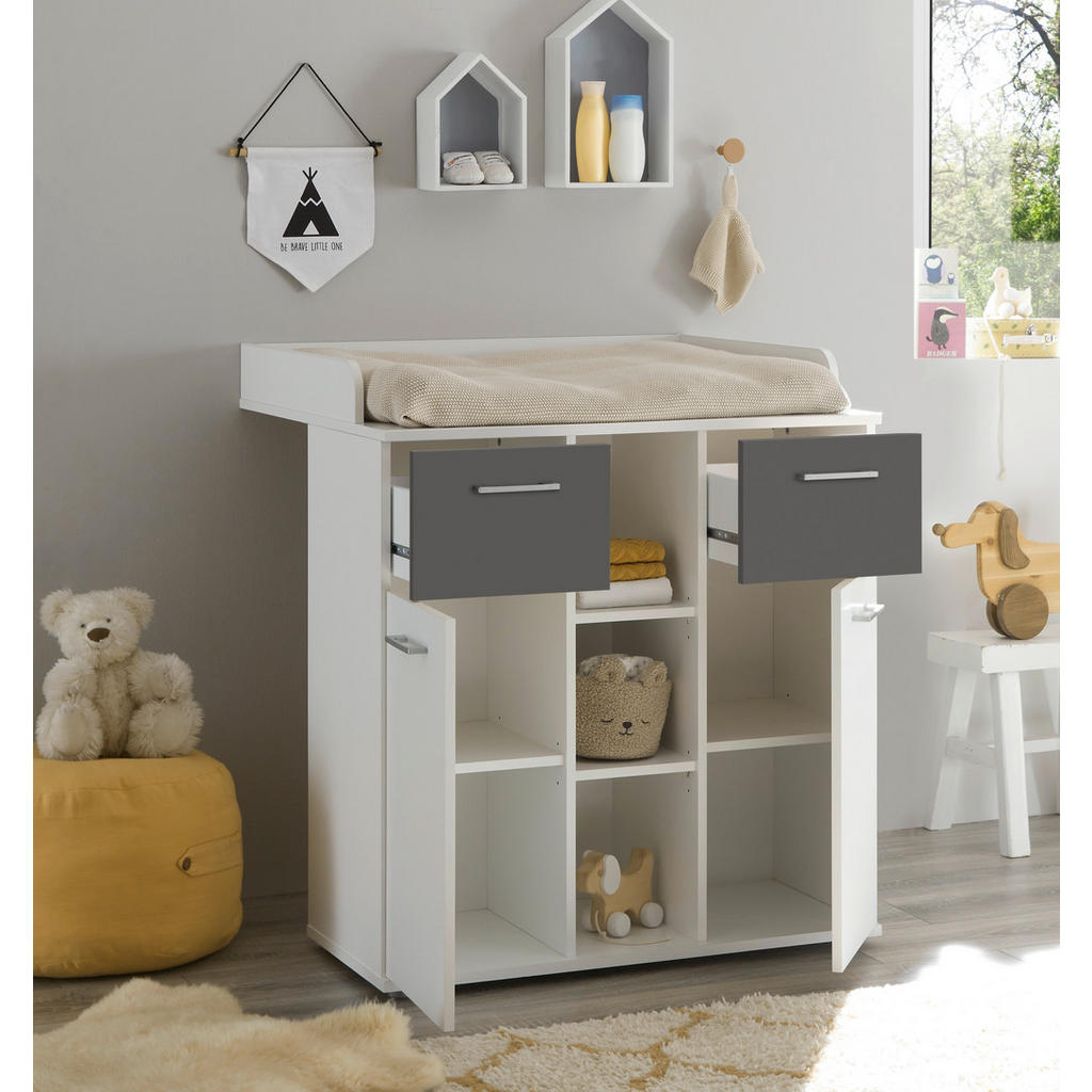 Thumbnail - Wickelkommode Alex weiß Graphit B/H/T: ca. 89x101x78 cm