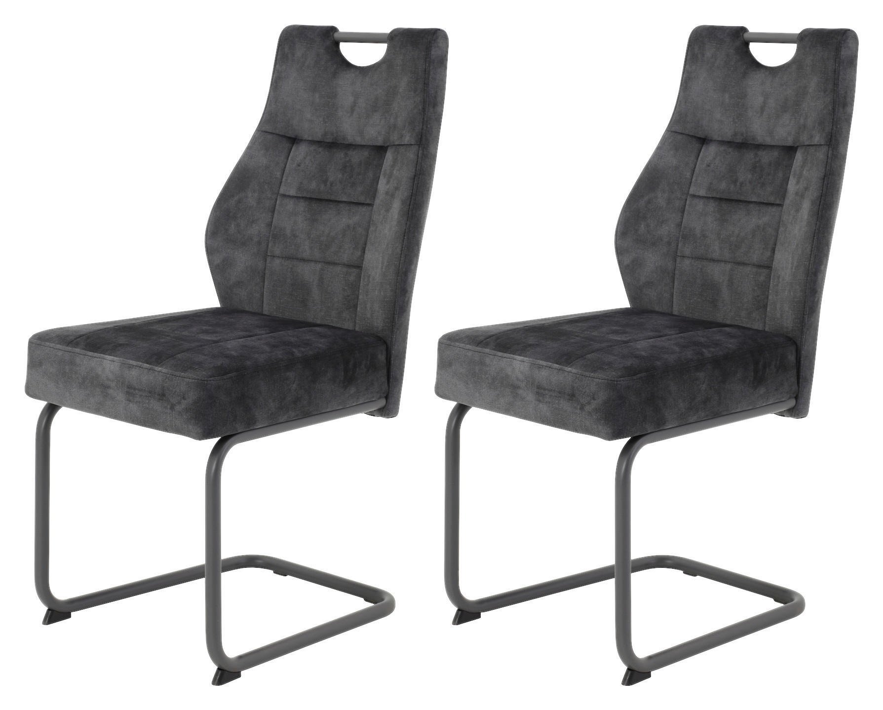 Schwingstuhl Linda 2er Set anthrazit Vintage Microfaser B/H/T: ca. 47x99x61 cm Linda 2er Set - anthrazit/grau (47,00/99,00/61,00cm) - Hela