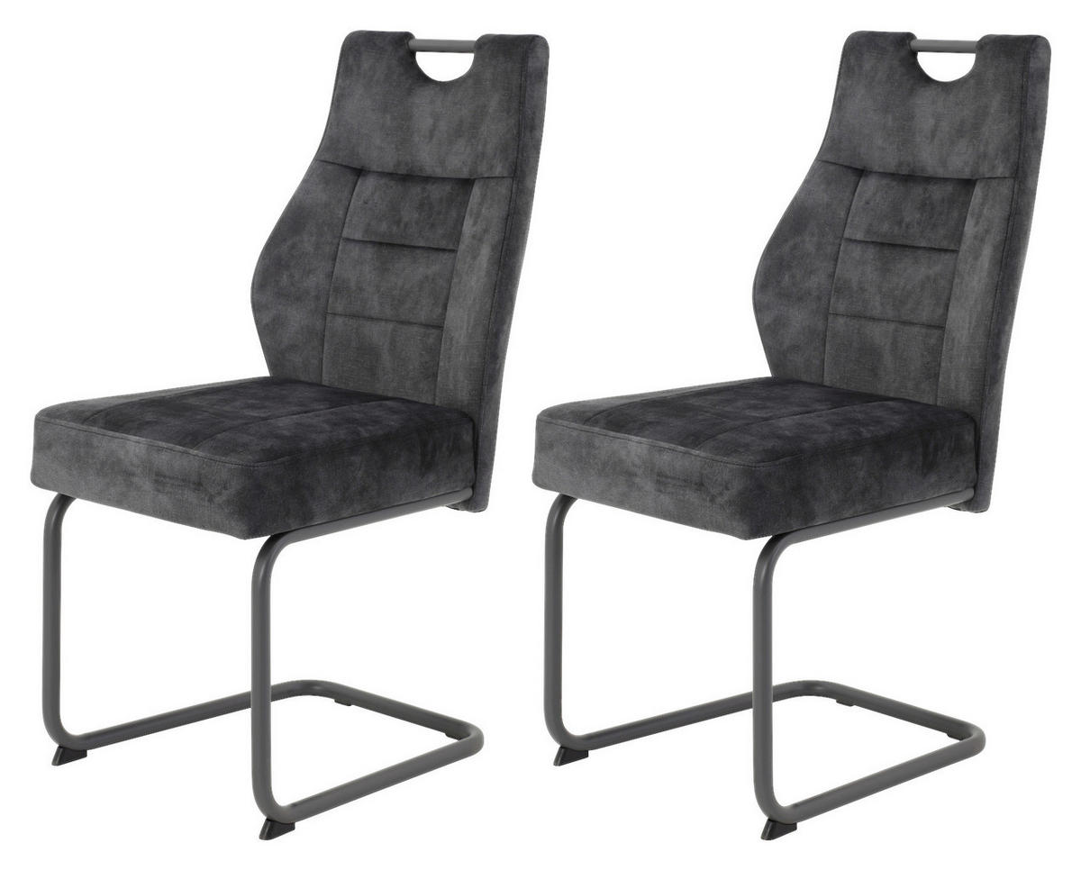 Schwingstuhl Linda 2er Set anthrazit Vintage Microfaser B/H/T: ca. 47x99x61 cm Linda 2er Set - anthrazit/grau (47,00/99,00/61,00cm) - Hela
