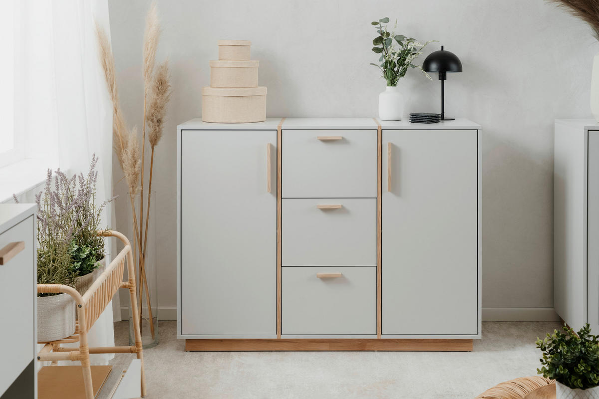 Kommode Split grau Jackson Hickory Nachbildung B/H/T: ca. 125x94x40 cm Split - grau (125,00/94,00/40,00cm)