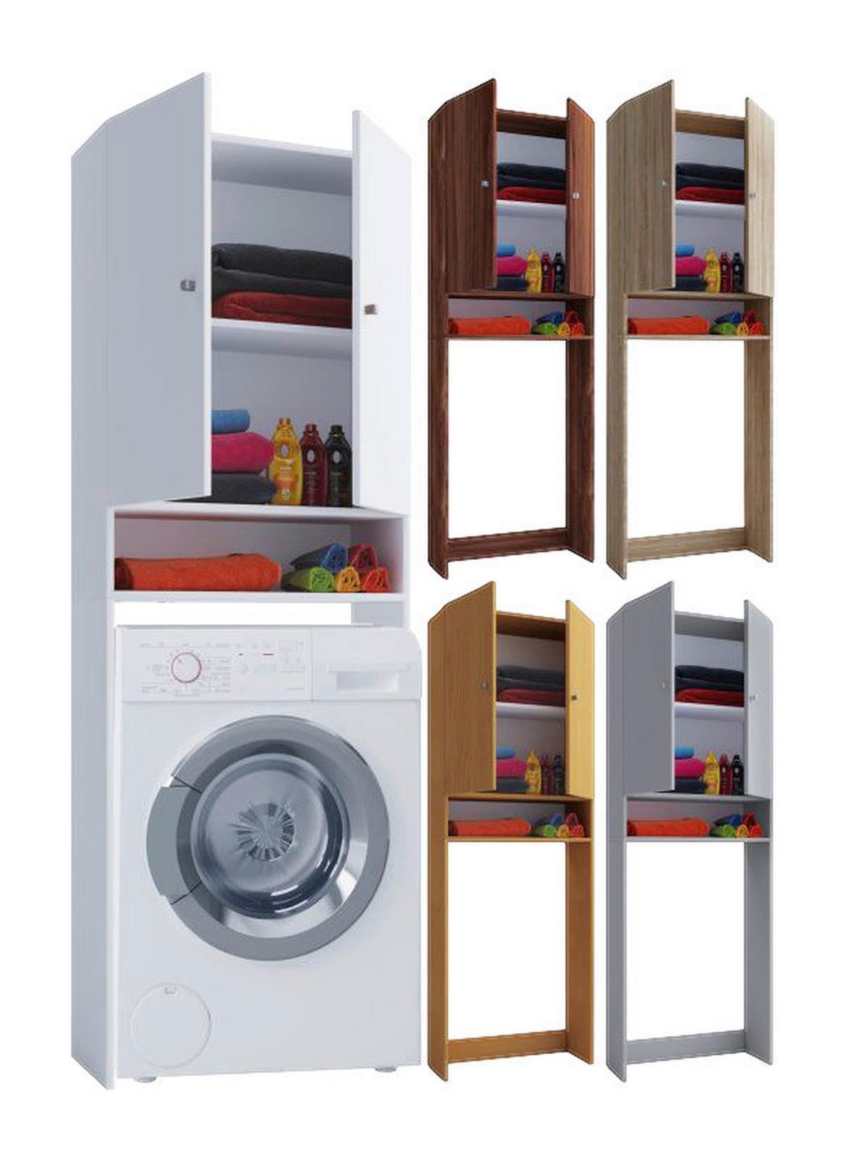 Waschmaschinenschrank braun Buche B/H/T: ca. 64x182x27 cm Waschmaschinenschrank Lona - braun (64,00/182,00/27,00cm) - VCM