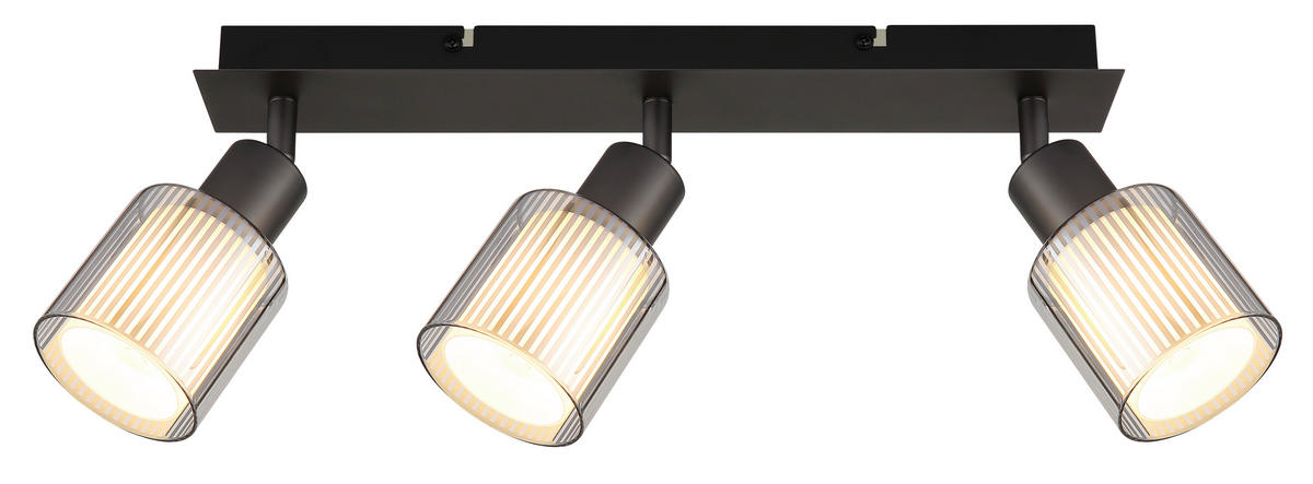 GLOBO Strahler schwarz Chrom Metall Glas B/H/L: ca. 11x41,5x17 cm E14 3 Brennstellen Strahler-Villegas - schwarz/Chrom (17,00/11,00/41,50cm) - GLOBO