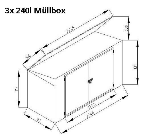 Westmann Mülltonnenbox 7x3 dunkelgrau B...