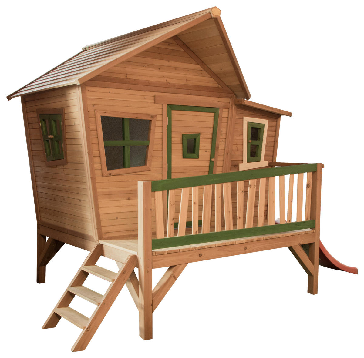 AXI Spielhaus Emma braun B/H/L: ca. 349x227x193 cm Emma - braun/rot (193,00/349,00/227,00cm) - AXI