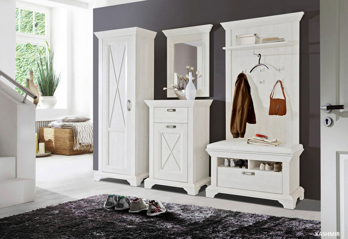 Garderobenschrank  weiß Pinie Nachbildung B/H/T: ca. 73,3x210,6x46,2 cm Kashmir_Garderobenschrank - weiß (73,30/210,60/46,20cm)