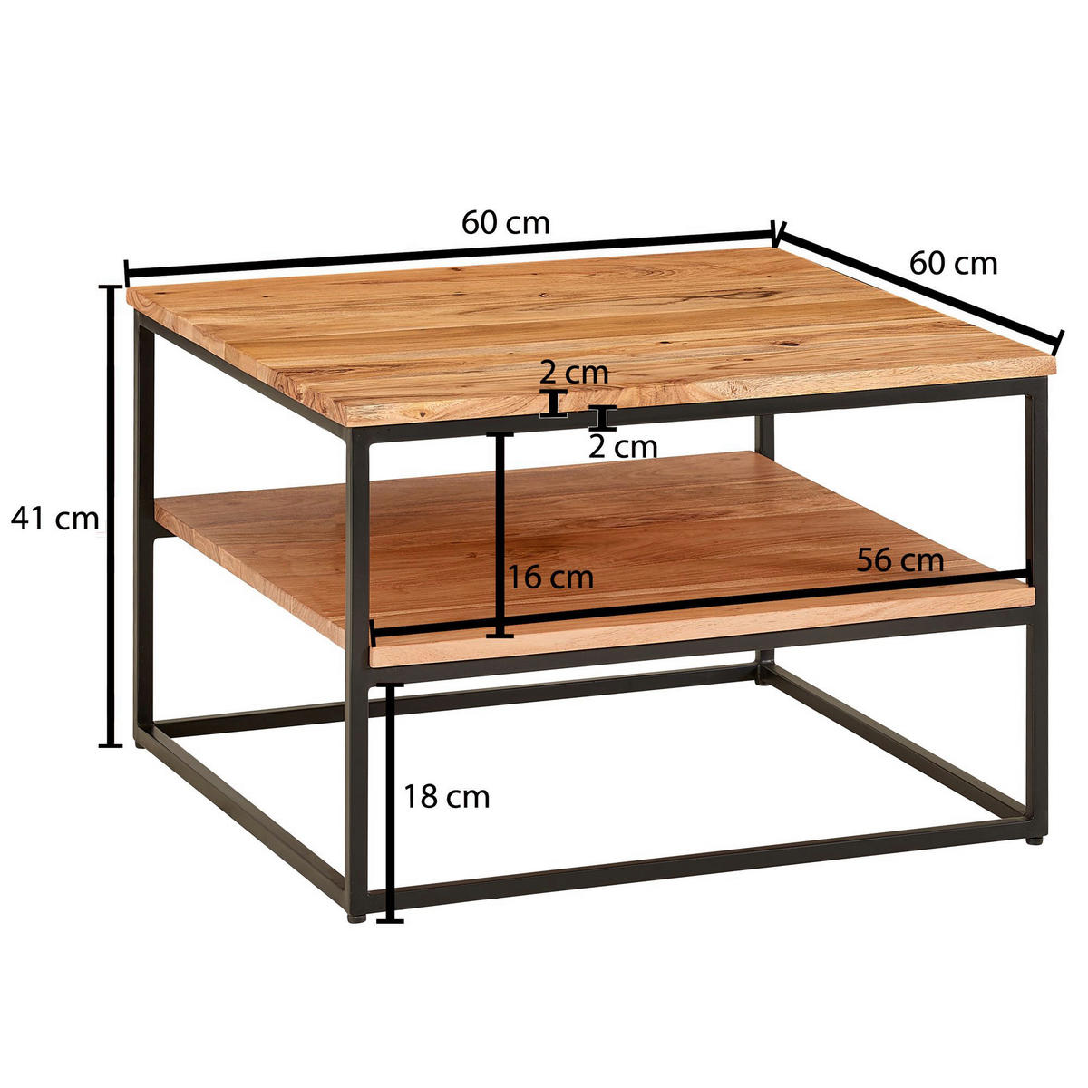 Couchtisch braun B/H/T: ca. 60x41x60 cm Couchtisch - braun (60,00/41,00/60,00cm) - Wohnling