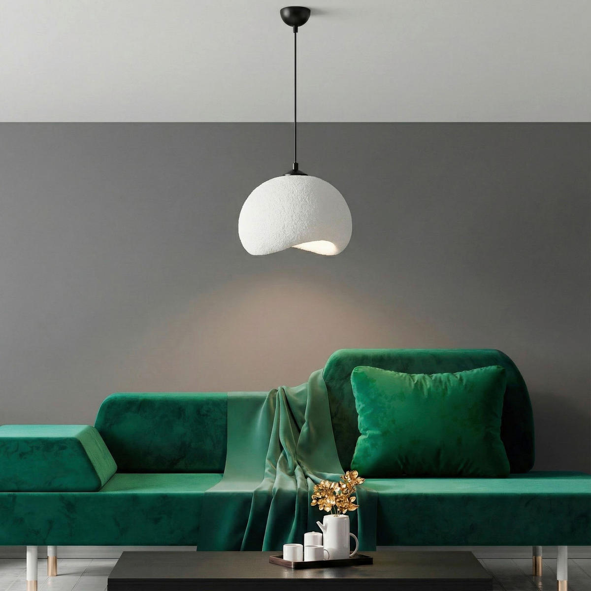 Opviq Pendelleuchte weiß schwarz Polyester-Mischgewebe Metall B/H/L: ca. 29x120x34 cm E27 1 Brennstellen Yontu-15850-B - weiß/schwarz (34,00/29,00/120,00cm) - Opviq