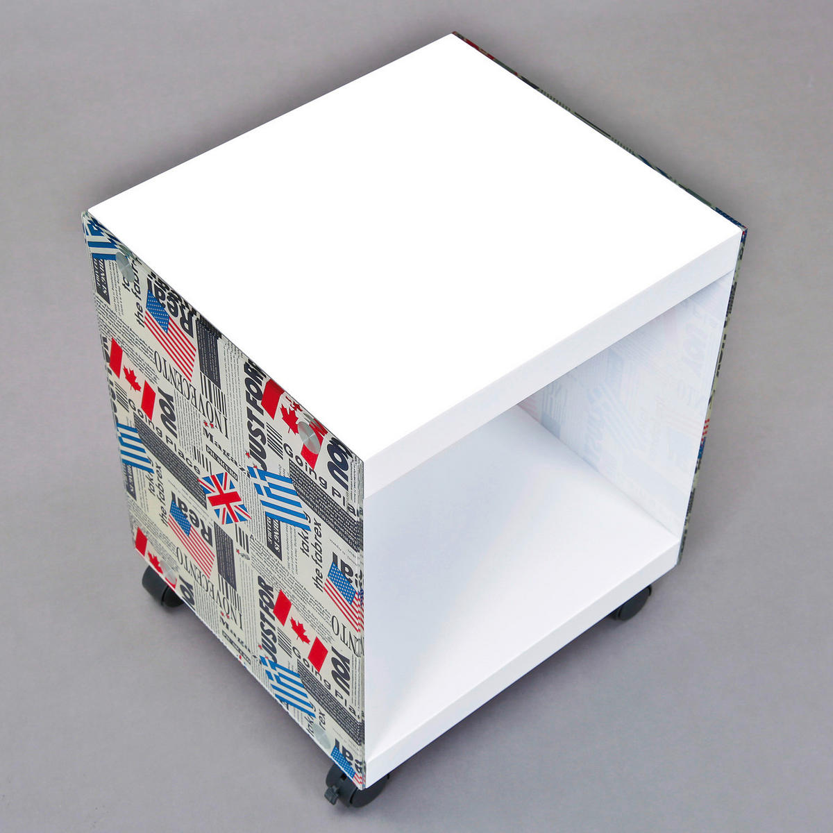 Beistelltisch Logo weiß Glas MDF B/H/T: ca. 38x46x33,5 cm Logo - weiß/schwarz (38,00/46,00/33,50cm) - Inter Link