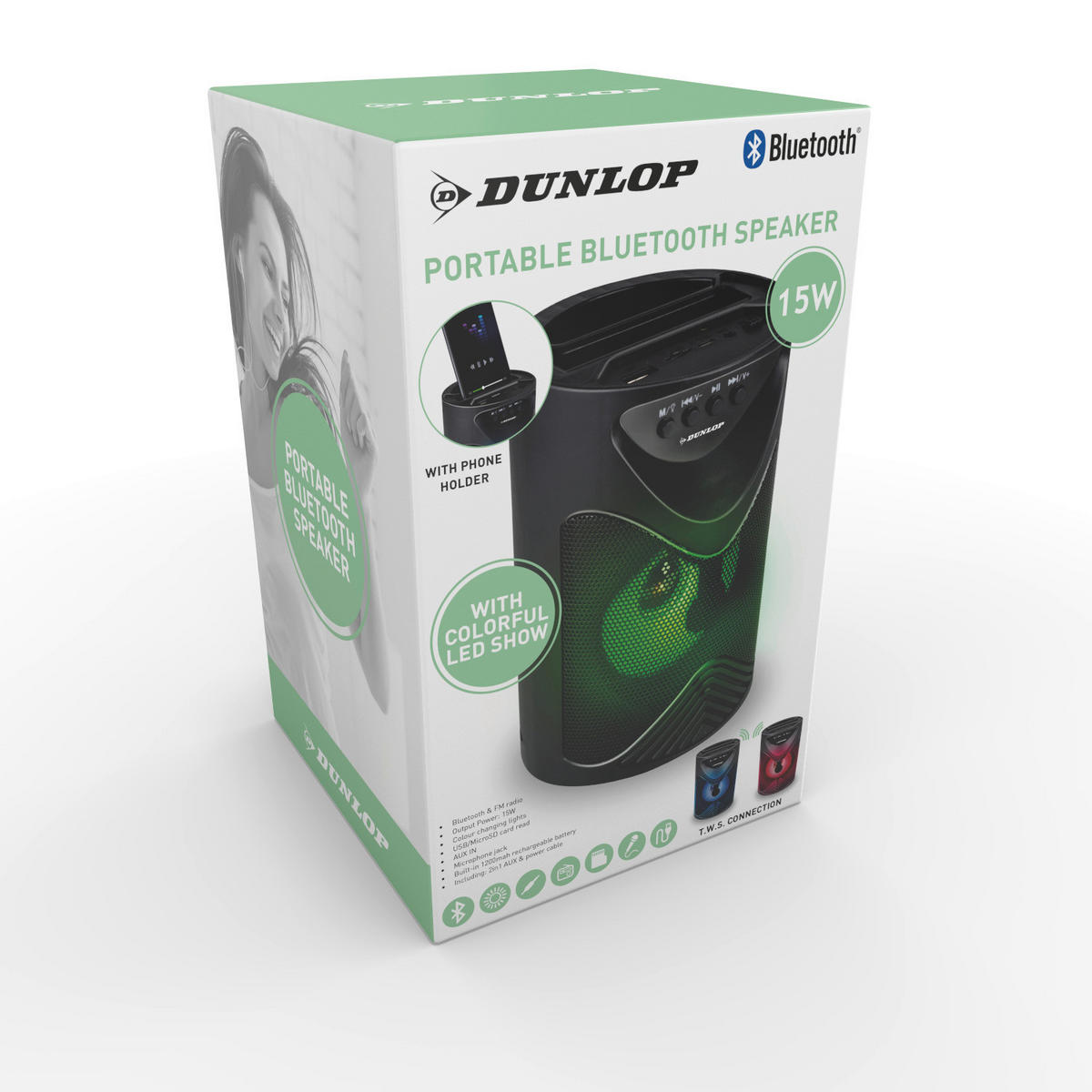 Dunlop Lautsprecher schwarz H: ca. 18 cm Bluetooth-LED-Lautsprecher - schwarz (18,00cm) - Dunlop