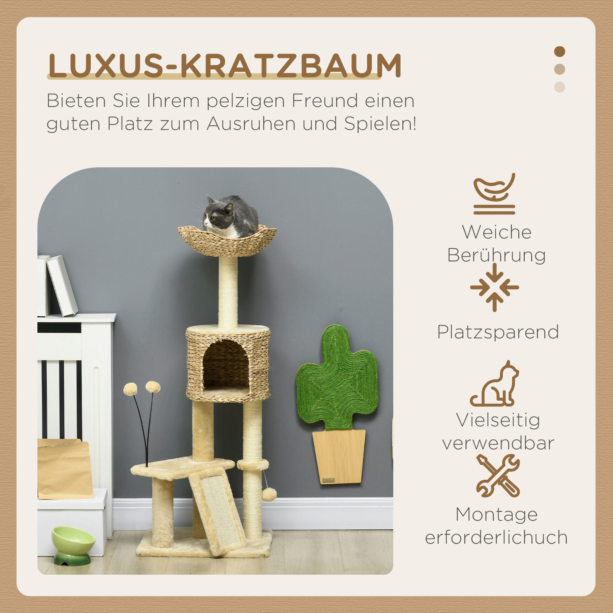 PawHut Kratzbaum beige Spanplatte B/H/L: ca. 40x116x45 cm Kratzbaum - beige (45,00/40,00/116,00cm) - PawHut