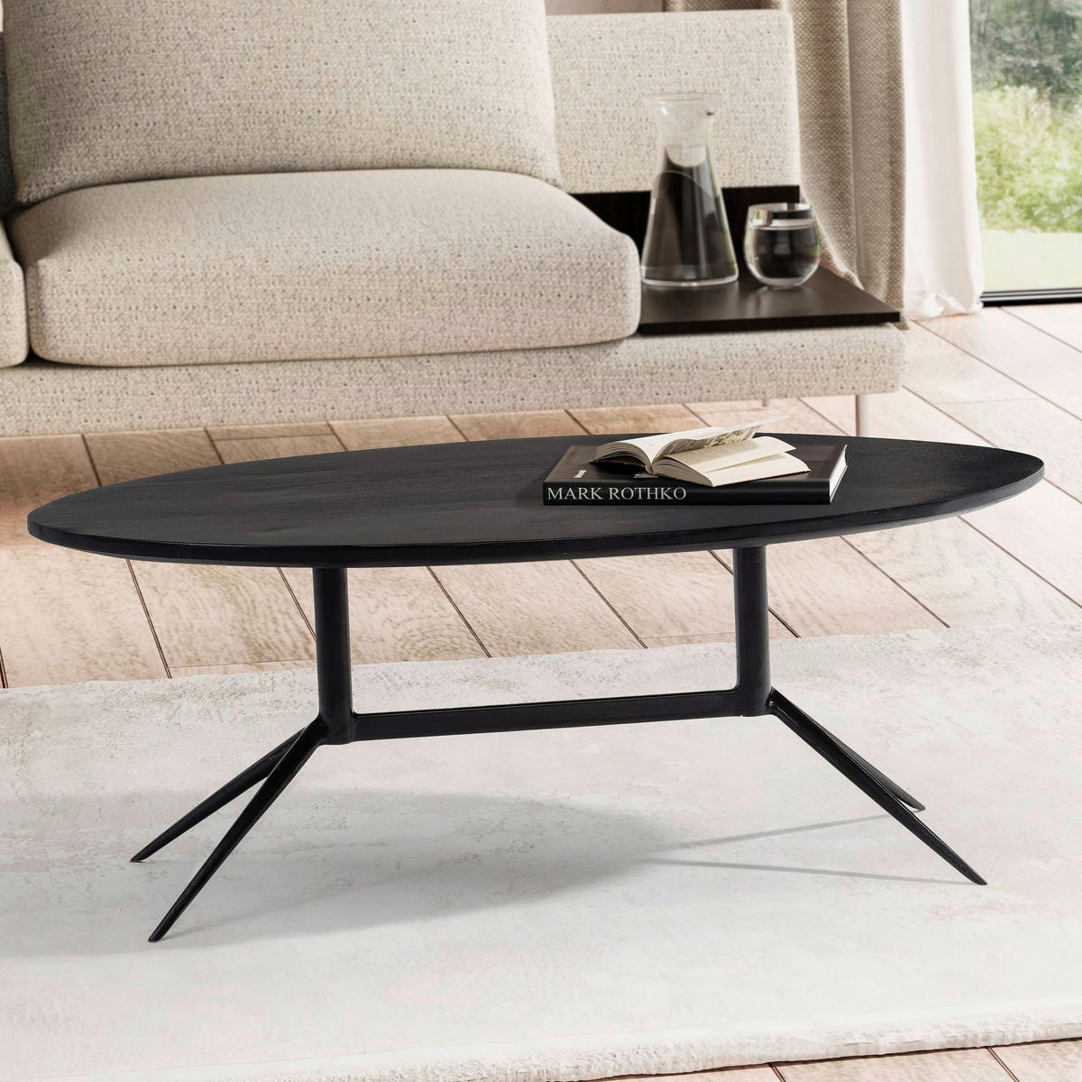 Couchtisch schwarz B/H/T: ca. 90x35x50 cm Couchtisch - schwarz (90,00/35,00/50,00cm) - Wohnling