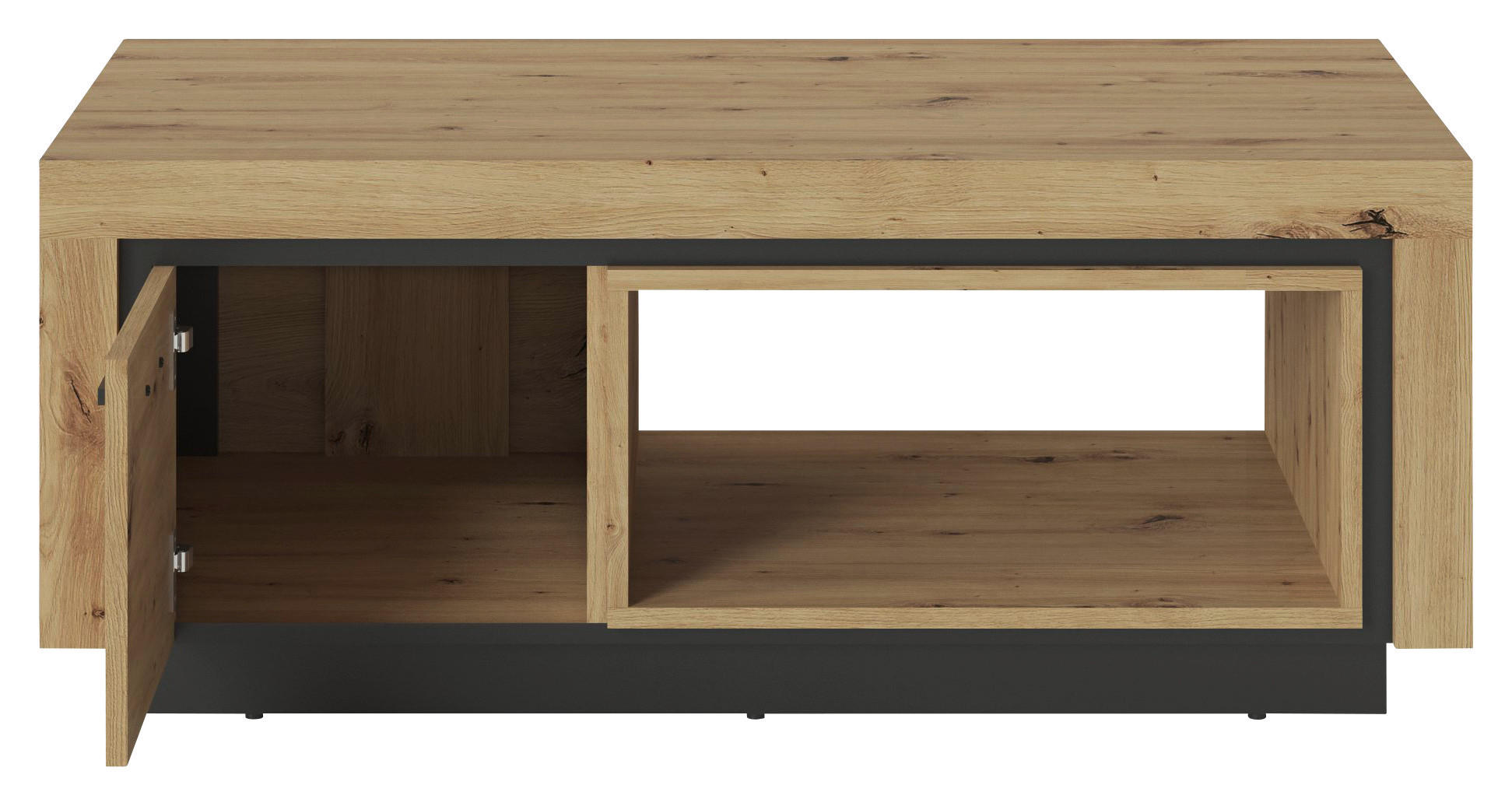 Couchtisch Eiche Artisan Nachbildung schwarz B/H/T: ca. 110x44x60 cm Veneto_VNTT01_Couchtisch - Eiche/schwarz (110,00/44,00/60,00cm)