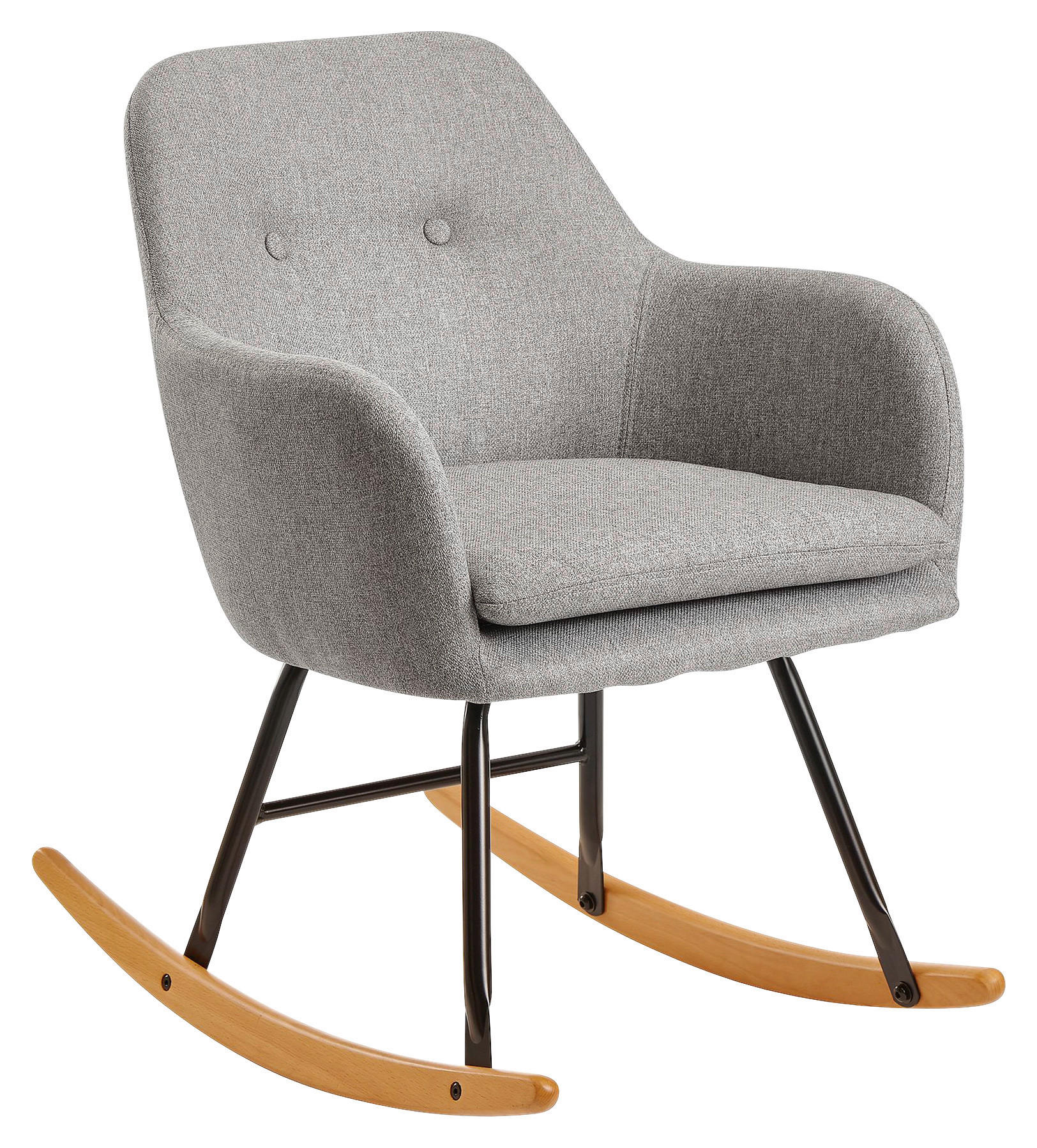 Stuhl hellgrau schwarz lackiert natur Stoff Eisen Echtholz B/H/T: ca. 71x76x70 cm