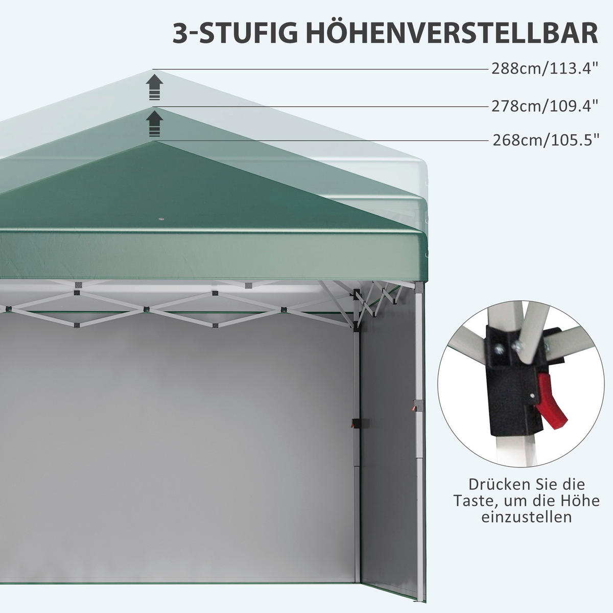 Outsunny Pavillon grün Polyester B/H/L: ca. 297x288x297 cm Pavillon - grün (297,00/297,00/288,00cm) - Outsunny