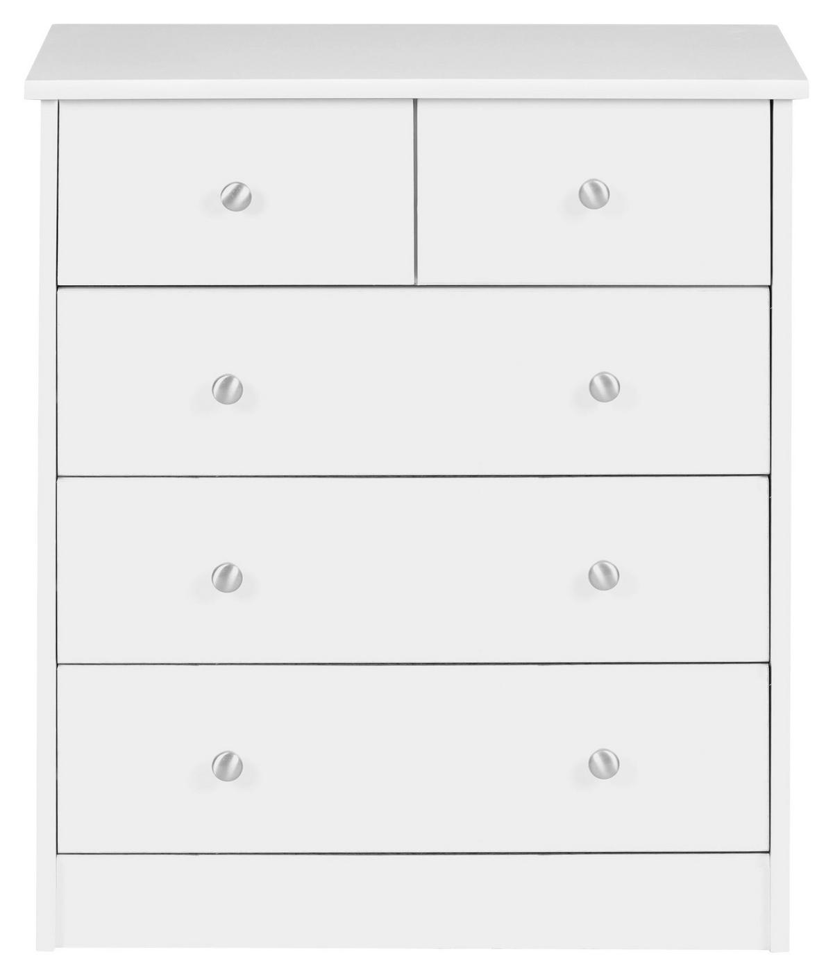 Kommode weiß Alu Optik B/H/T: ca. 60x70x35 cm Kommode - weiß/Alu (60,00/70,00/35,00cm) - Wohnling