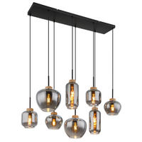 GLOBO Pendelleuchte schwarz natur Metall Hanfseil B/H/T: ca. 40x120x105 cm E27 8 Brennstellen MATT - natur/schwarz (40,00/120,00/105,00cm) - GLOBO