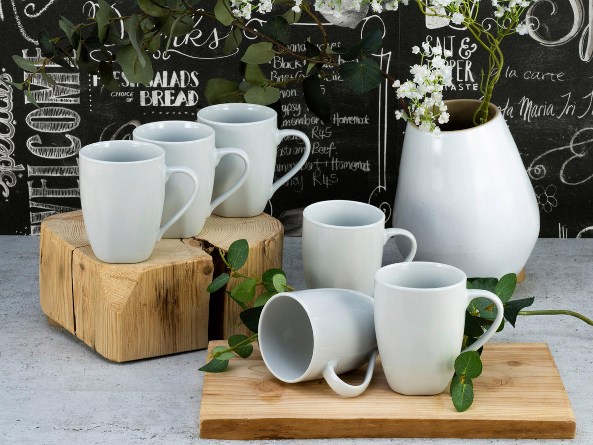 CreaTable Kaffeetassenset Square weiß Porzellan 6 tlg. Square - weiß - CreaTable