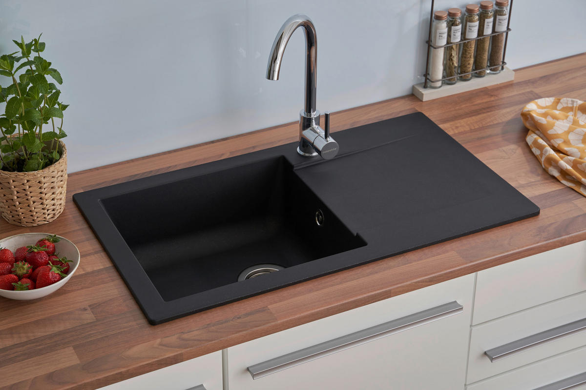 Respekta Einbauspüle Denver 78 x 44 S schwarz Mineralite B/H/T: ca. 78x17x43,5 cm Denver 78 x 44 S - schwarz (78,00/17,00/43,50cm) - Respekta