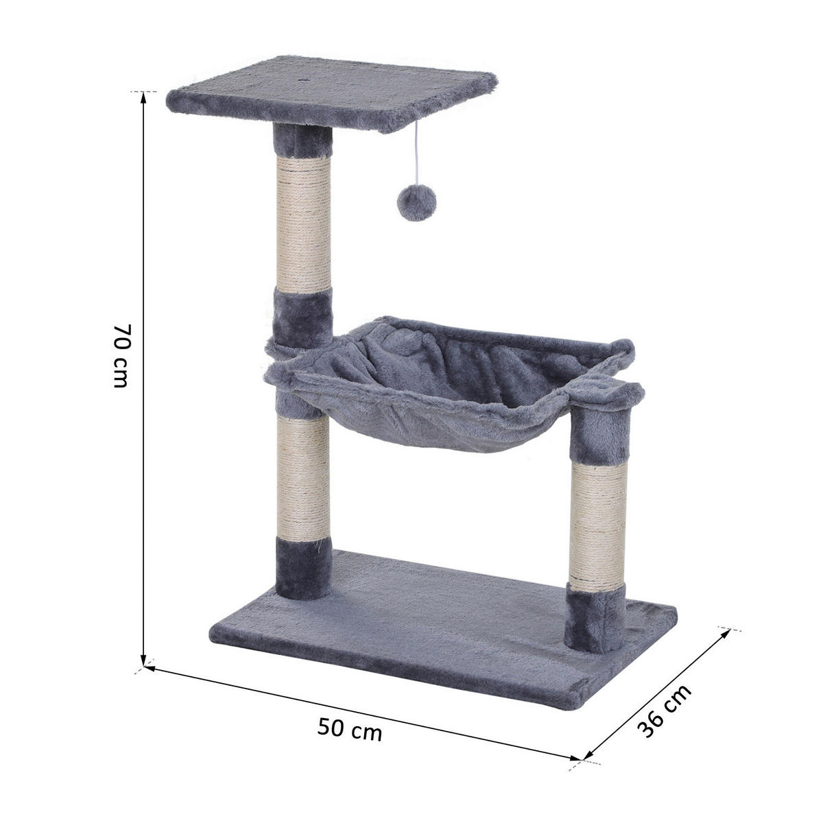 PawHut Katzenbaum grau Spanplatte B/H/L: ca. 36x70x50 cm Katzenbaum - grau (50,00/36,00/70,00cm) - PawHut