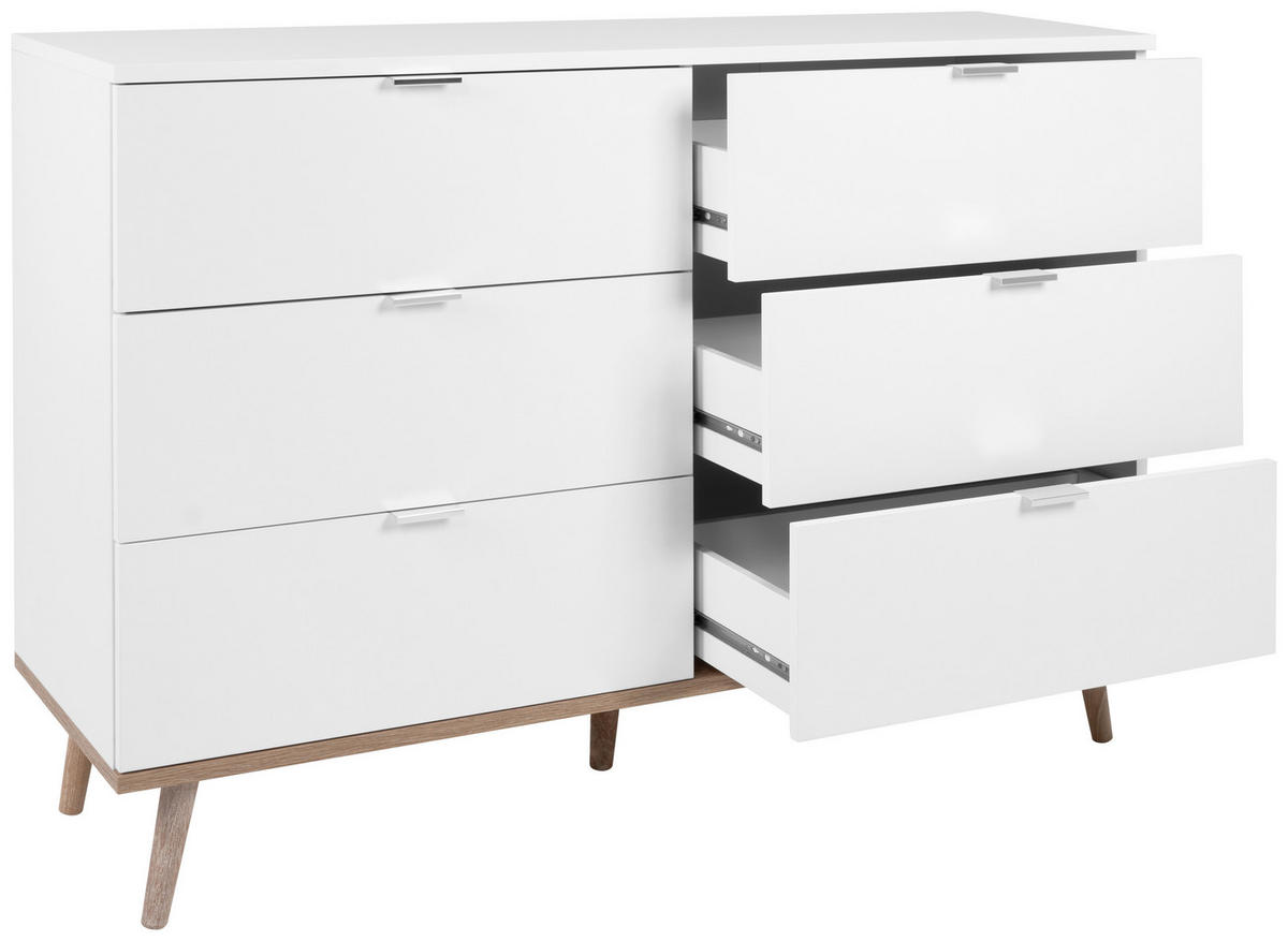 Kommode Göteborg weiß Eiche Sonoma Nachbildung B/H/T: ca. 120x87x40 cm Göteborg - Eiche/weiß (120,00/87,00/40,00cm)