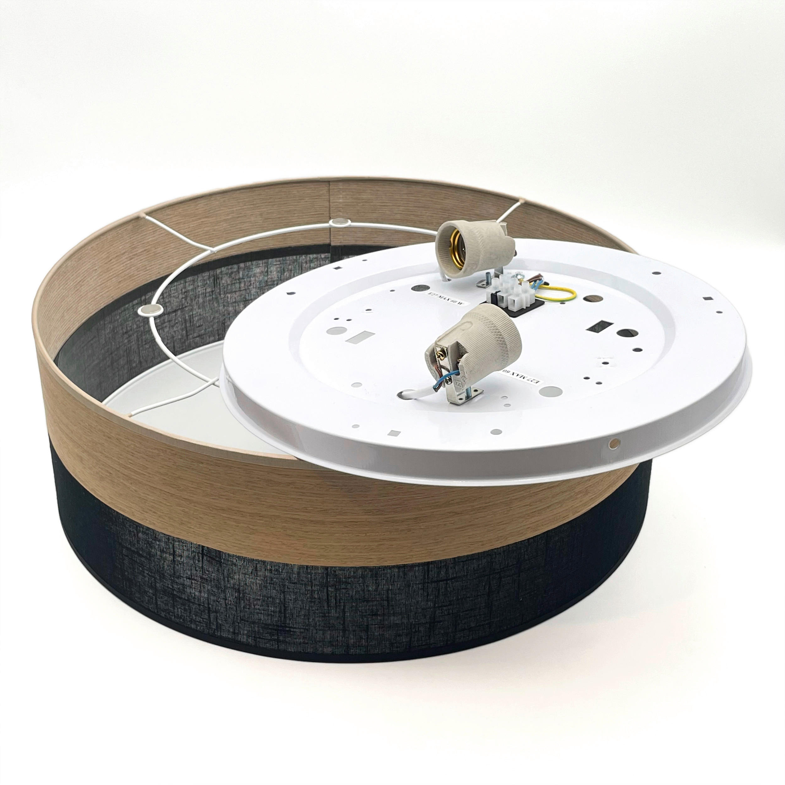 Thumbnail - Lamkur Deckenleuchte Eiche schwarz Holz PVC B/H/L: ca. 45x15x45 cm E27 2 Brennstellen