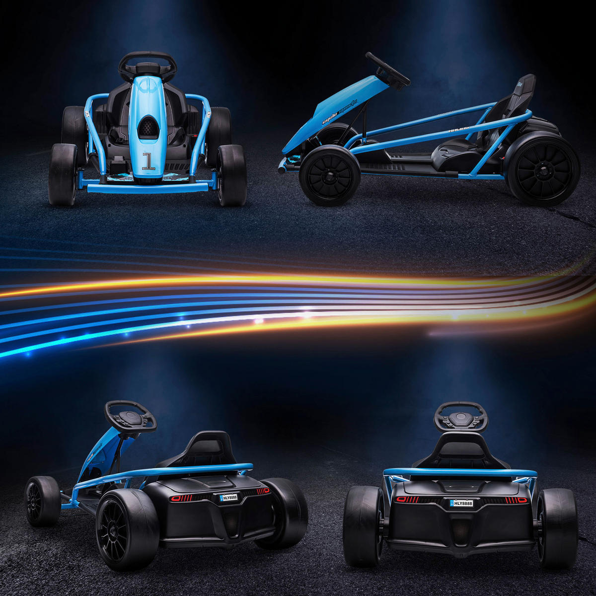 HOMCOM Kinder Elektro Gokart blau B/H/L: ca. 77x54x115 cm Kinder Elektro Gokart - blau (115,00/77,00/54,00cm) - HOMCOM