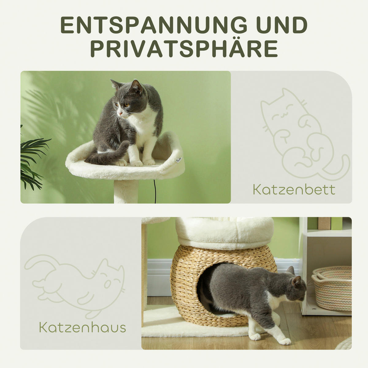 PawHut Kratzbaum cremeweiß Spanplatte B/H/L: ca. 40x79x60 cm Kratzbaum - cremeweiß (60,00/40,00/79,00cm) - PawHut