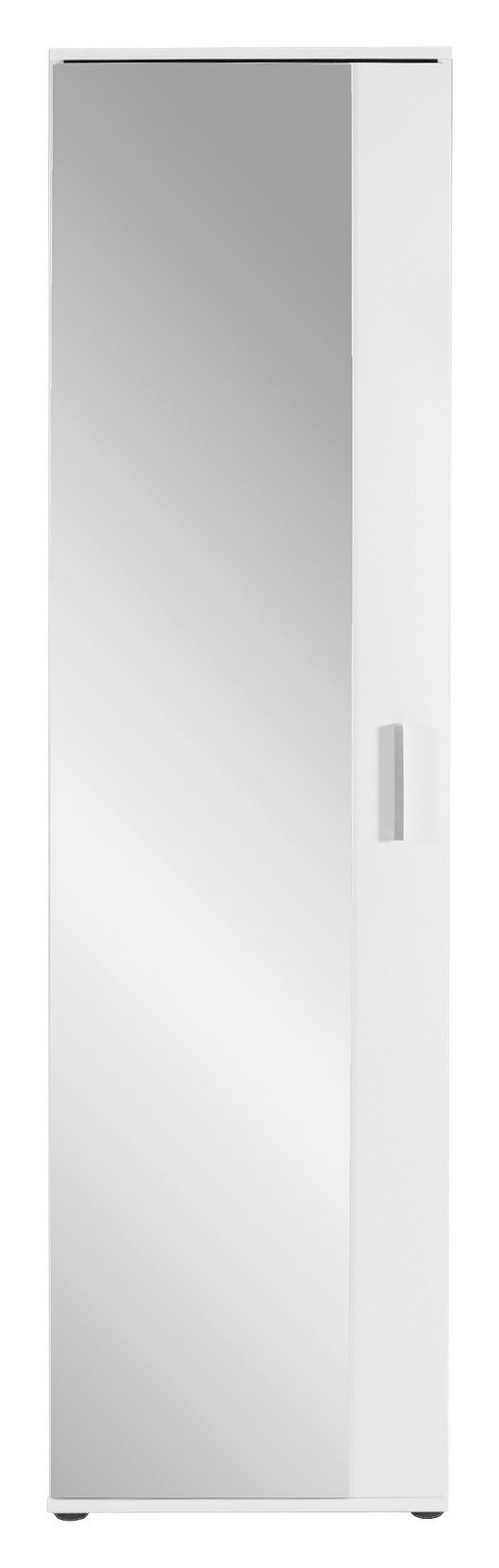Hochschrank JAKOB weiß silber B/H/T: ca. 49x196x30 cm JAKOB - weiß/silber (49,00/196,00/30,00cm) - byLIVING