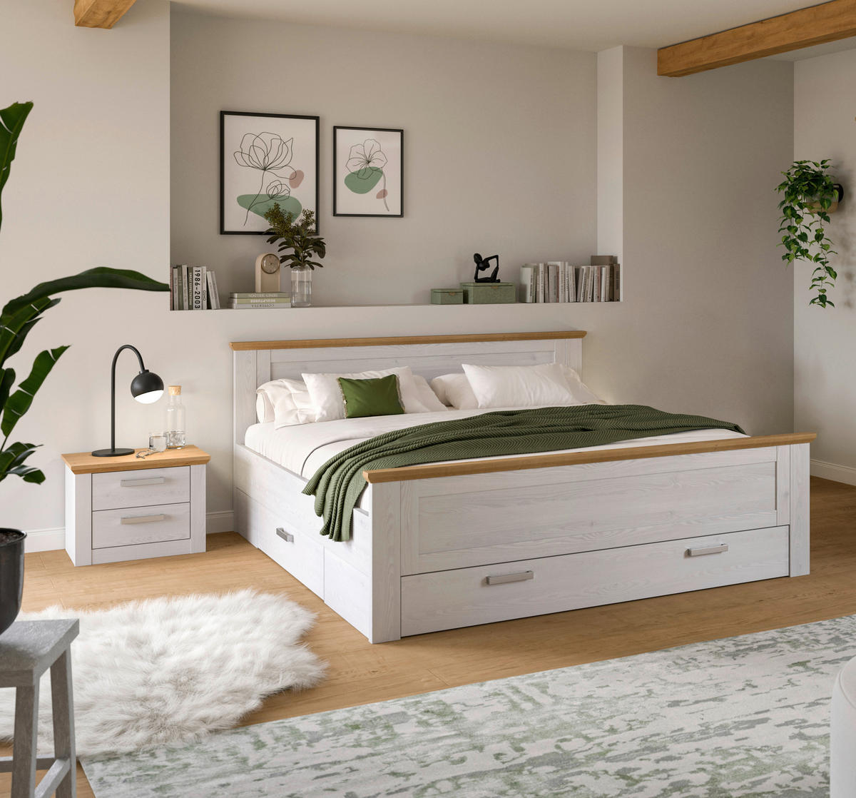 Bettanlage VERONA Sibiu Lärche Nachbildung Eiche Artisan Nachbildung VERONA - Eiche (245,00/90,00/209,00cm) - xonox.home