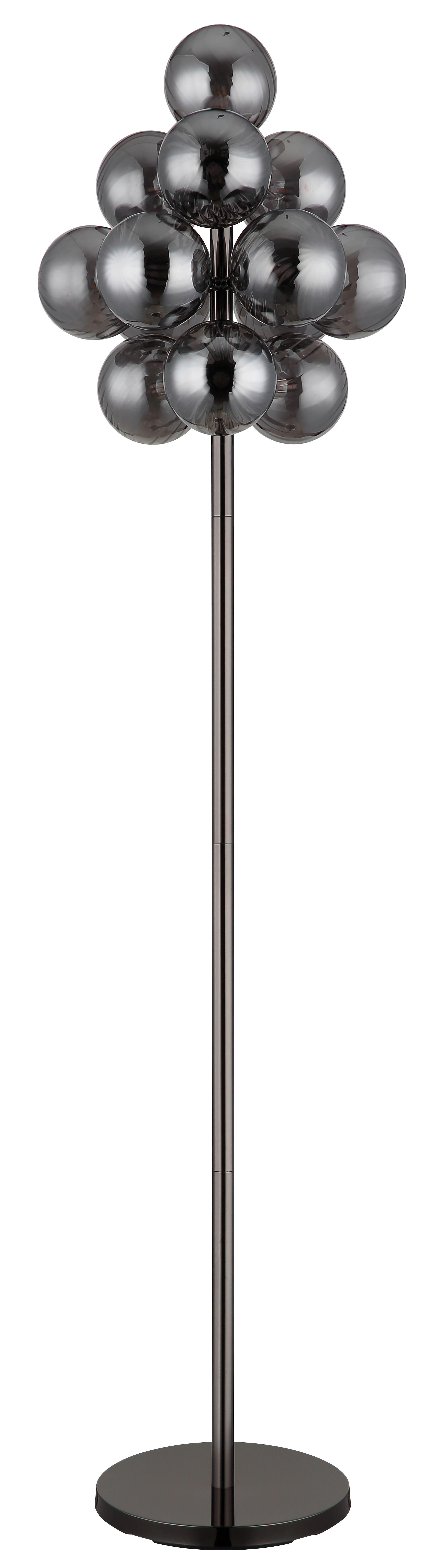 GLOBO LED-Stehleuchte schwarz Chrom Rauch Metall Glas H/D: ca. 160x39,5 cm 13 Brennstellen CONOR - schwarz/Rauch (39,50/160,00cm) - GLOBO