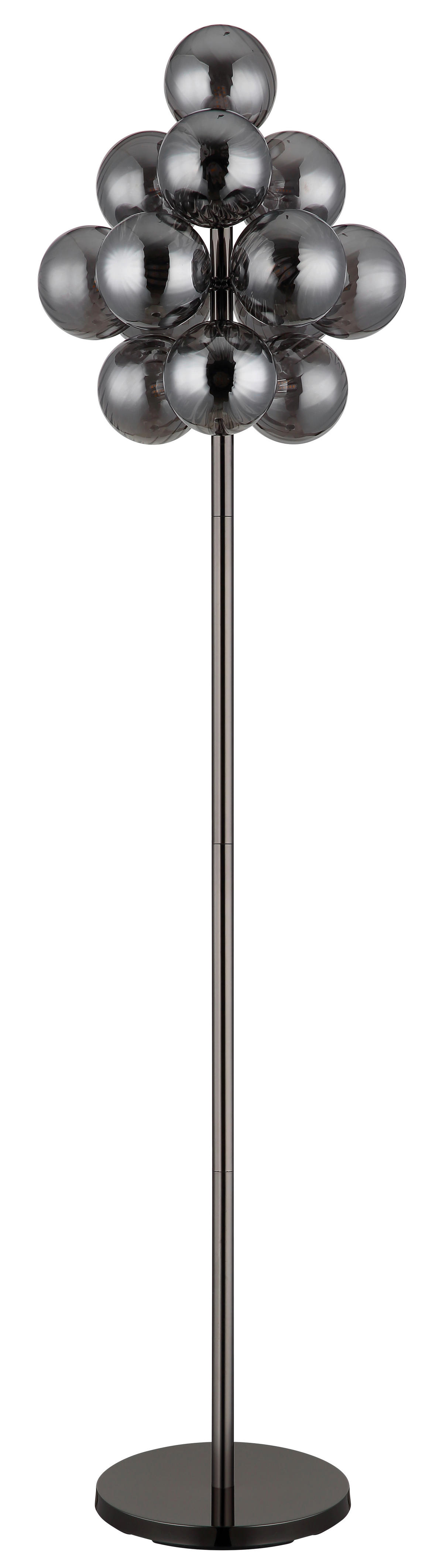 GLOBO LED-Stehleuchte schwarz Chrom Rauch Metall Glas H/D: ca. 160x39,5 cm 13 Brennstellen CONOR - schwarz/Rauch (39,50/160,00cm) - GLOBO