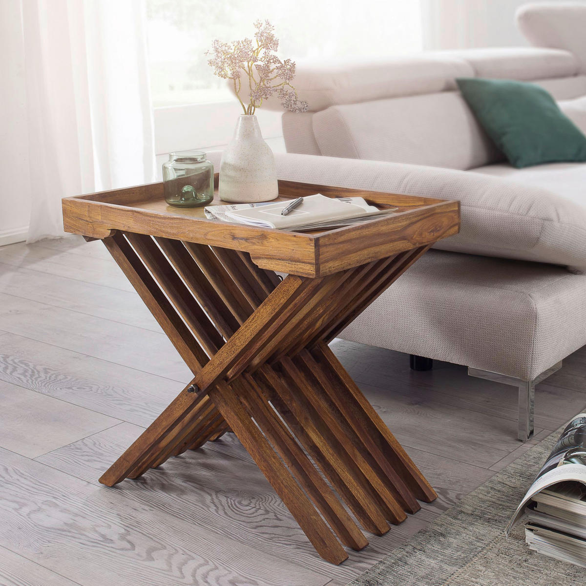 Beistelltisch rosenholz Holz B/H/T: ca. 60x57x40 cm Beistelltisch MUMBAI - rosenholz (60,00/57,00/40,00cm) - Wohnling