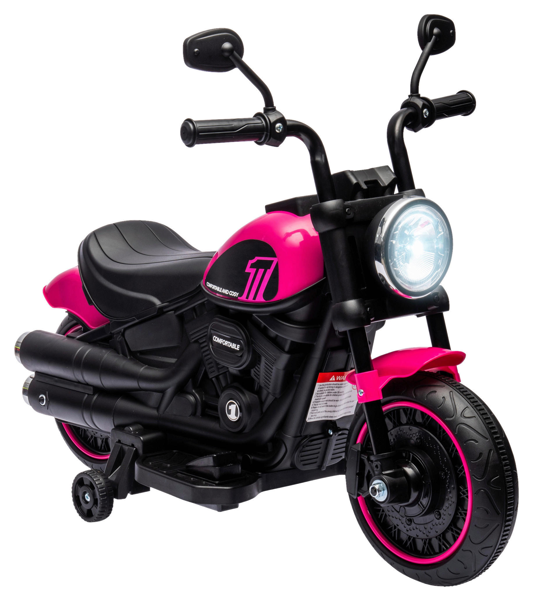 HOMCOM Kinderauto rosa B/H/L: ca. 42x76x57 cm Elektromotorrad - schwarz/rosa (57,00/42,00/76,00cm) - HOMCOM