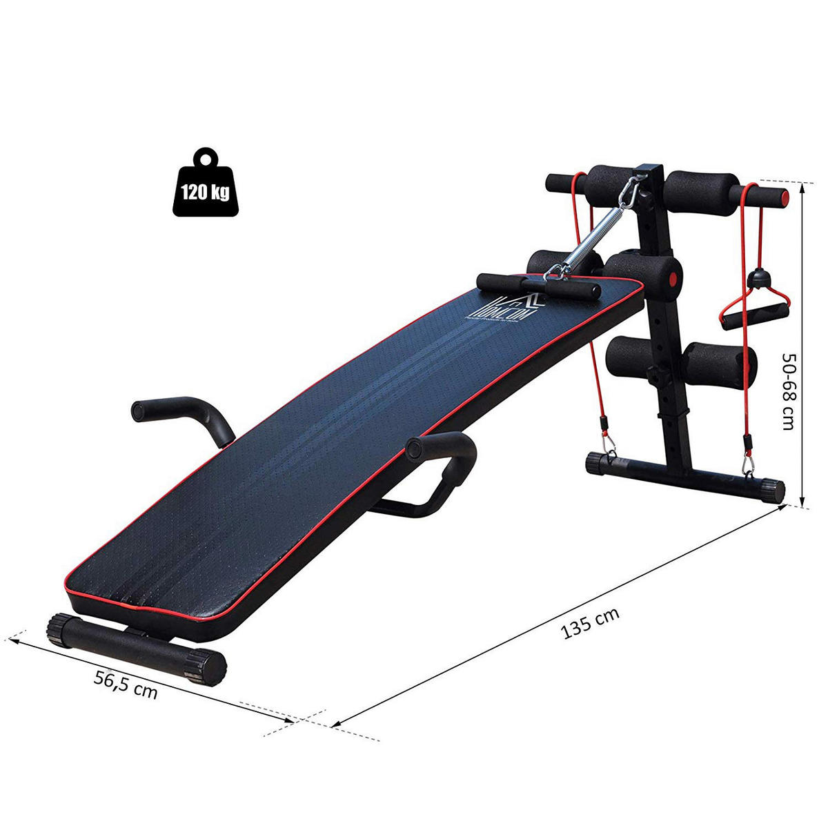 HOMCOM Sit-Up-Bank schwarz Stahl Sit-Up-Bank - rot/schwarz - HOMCOM