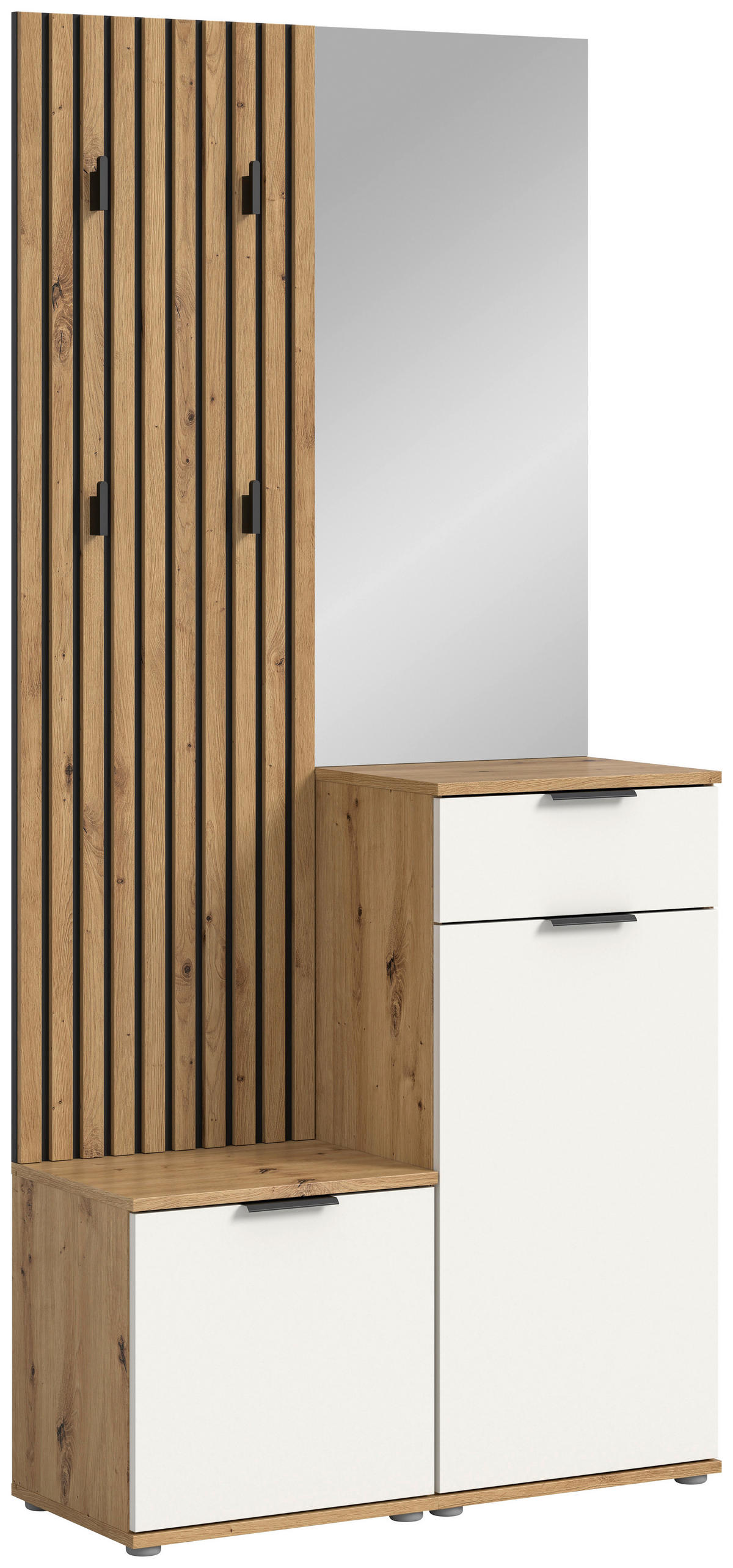 Garderobe Simple Eiche Artisan Nachbildung weiß B/H/T: ca. 88x195x35 cm Simple - Eiche/weiß (88,00/195,00/35,00cm)