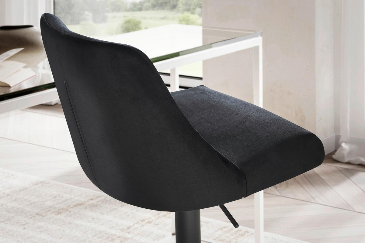 Barhocker schwarz schwarz Samt Eisen B/H/T: ca. 45x106x51 cm Barhocker - schwarz (45,00/106,00/51,00cm) - Wohnling
