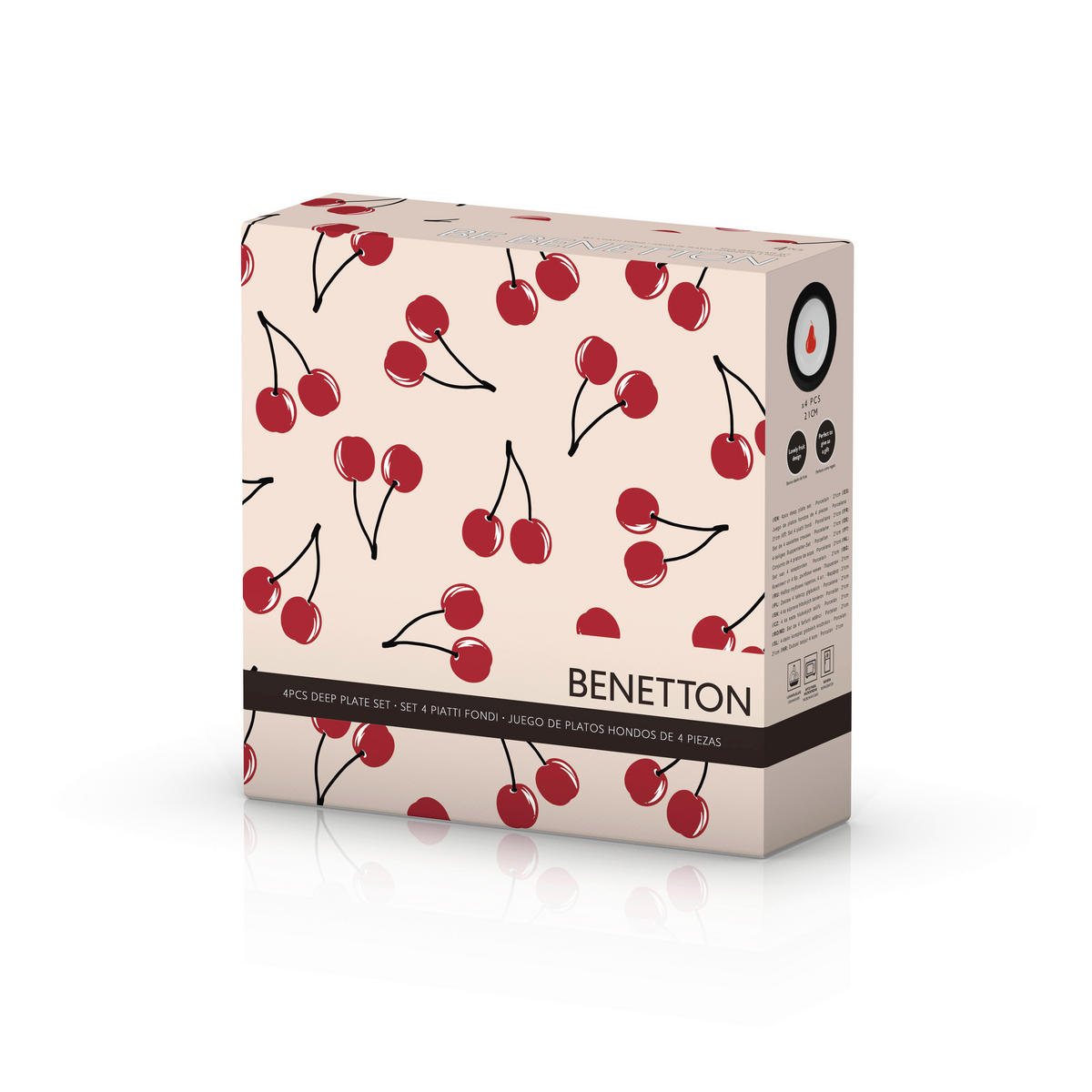 BENETTON Essteller tief BENETTON FRUITS grau Porzellan D: ca. 21 cm BENETTON FRUITS - weiß/rot (21,00cm) - BENETTON